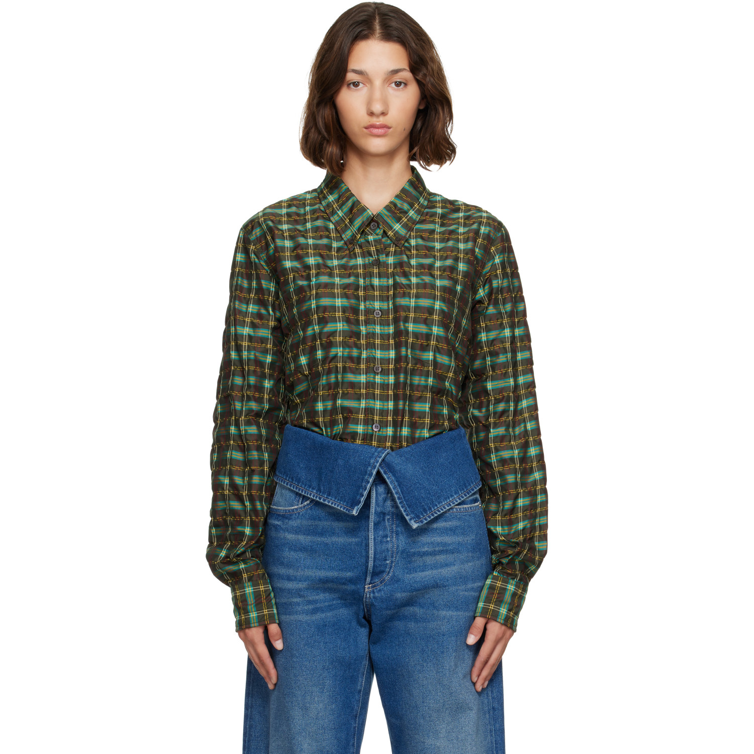 Dries Van Noten Khaki Check Shirt