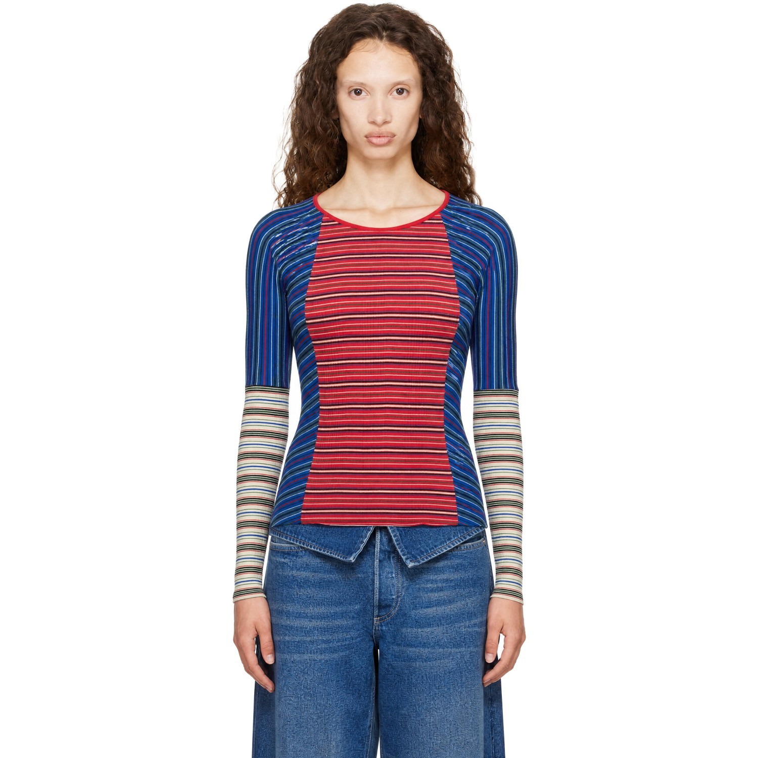 Dries Van Noten Red Ribbed Cotton Top