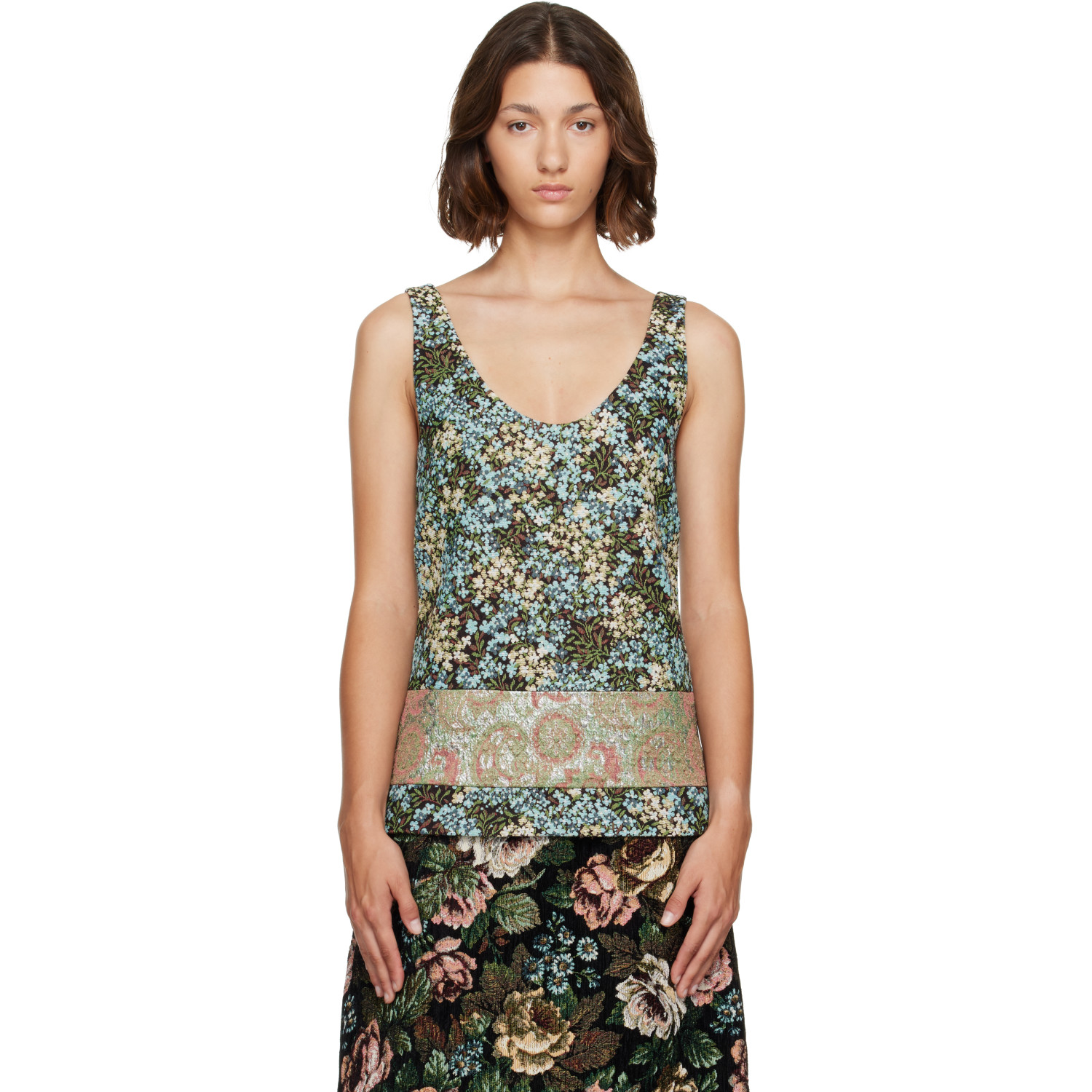 Dries Van Noten Blue Floral Top