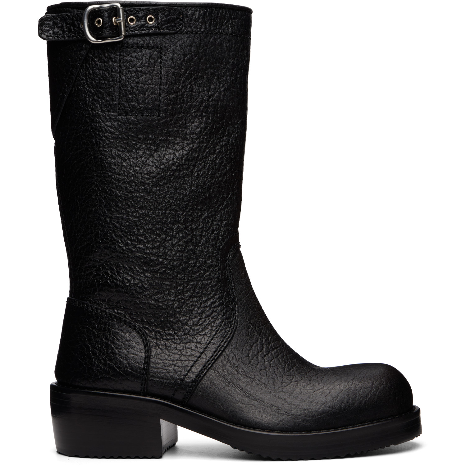 Dries Van Noten Black Leather Biker Boots