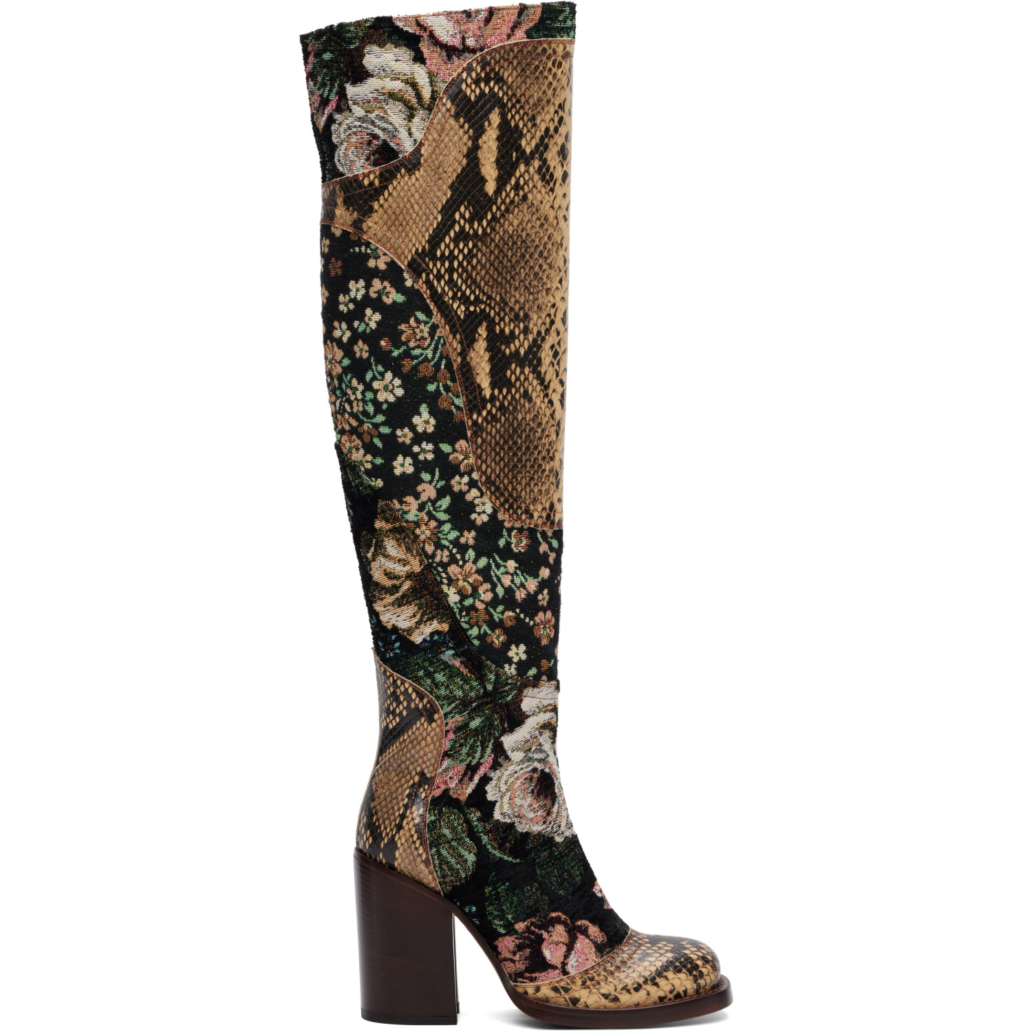 Dries Van Noten Multicolor 100mm Square Toe Tall Boots