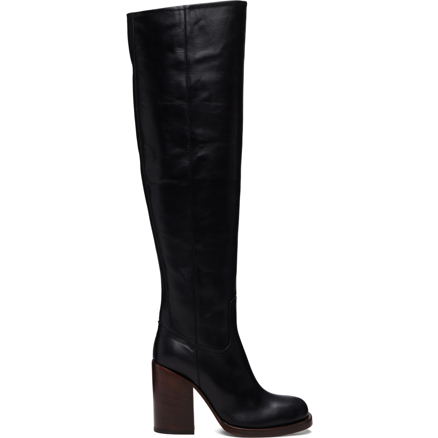 Dries Van Noten Black 100mm Square Toe Tall Boots