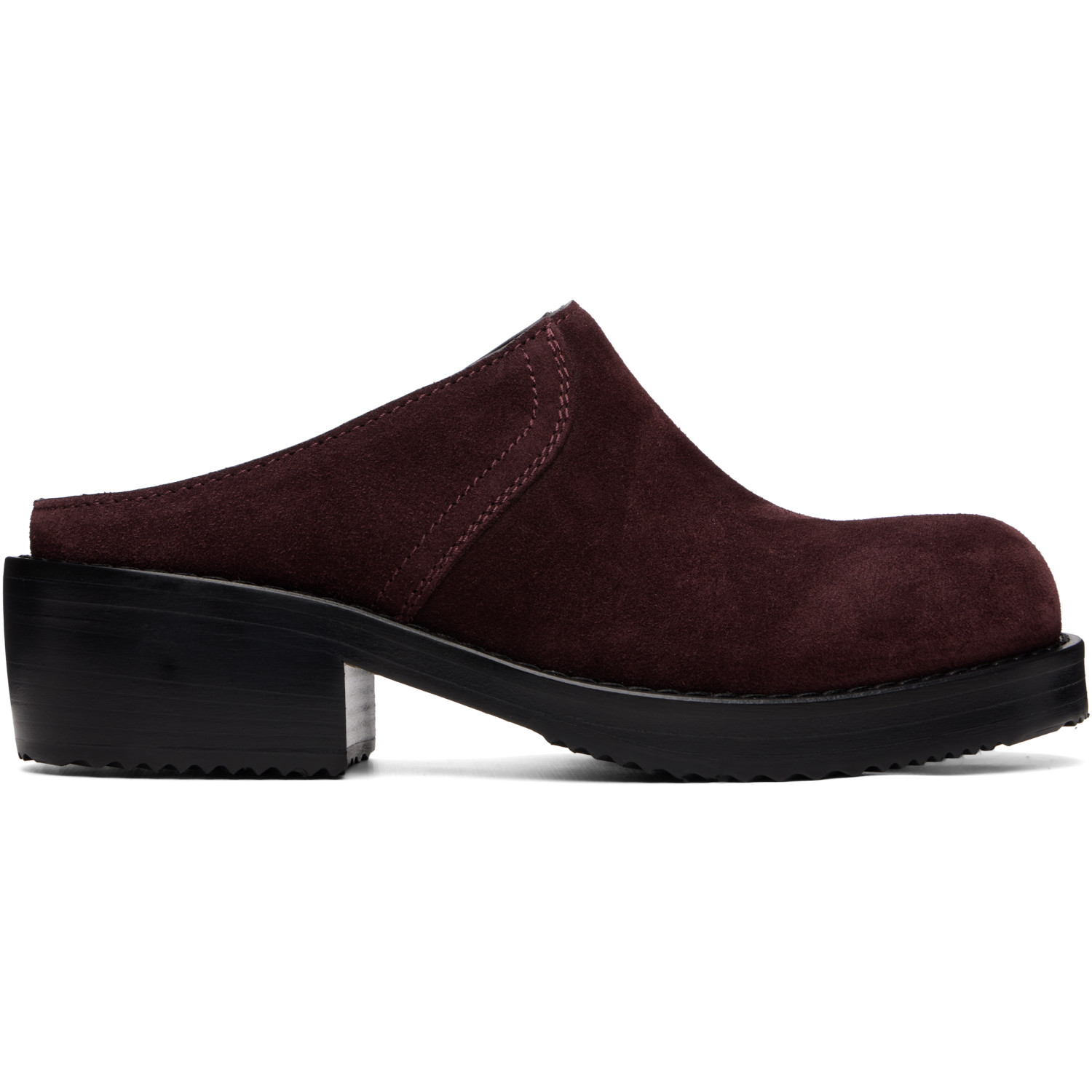 Dries Van Noten Burgundy Suede Workwear Mule Loafers