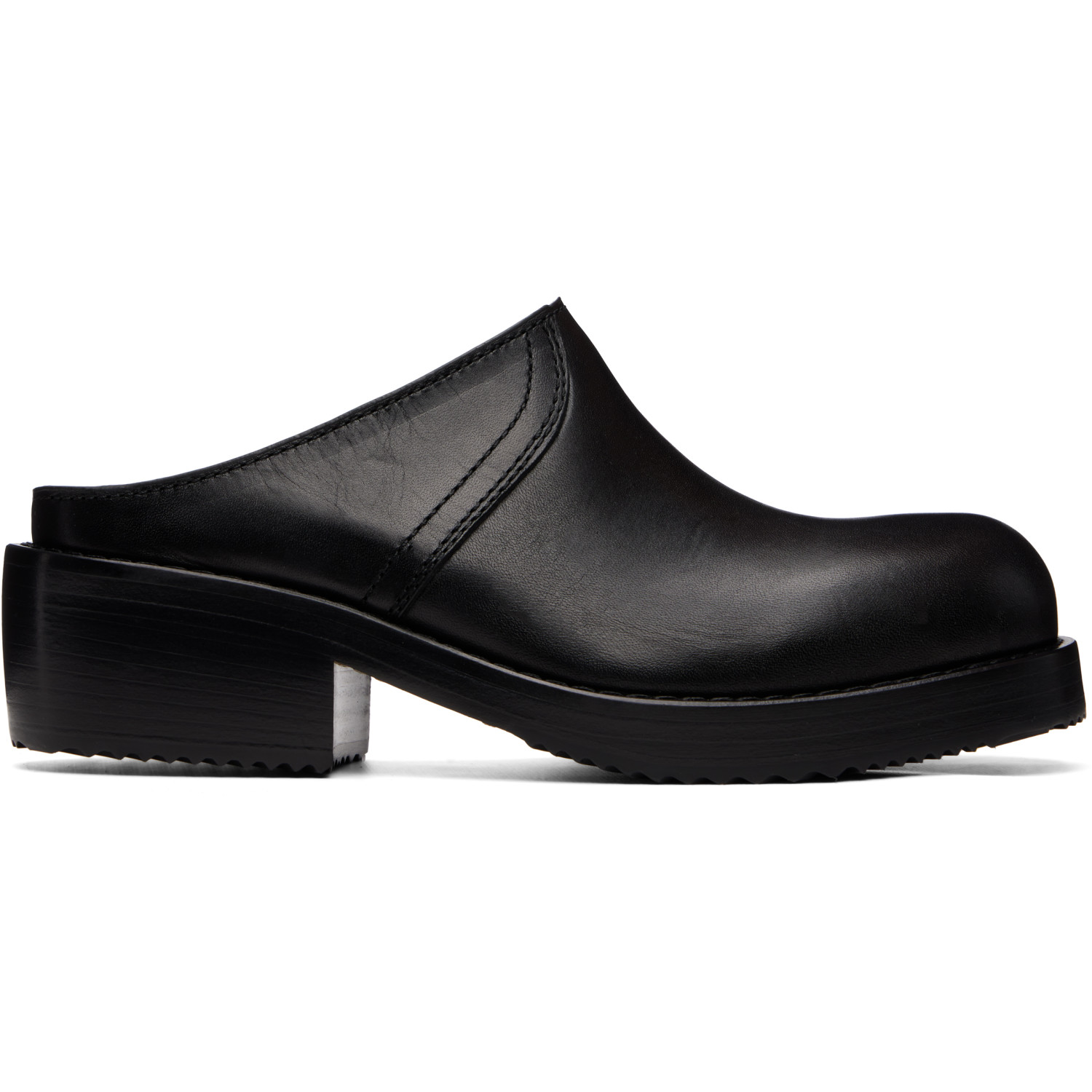 Dries Van Noten Black Leather Workwear Mule Loafers