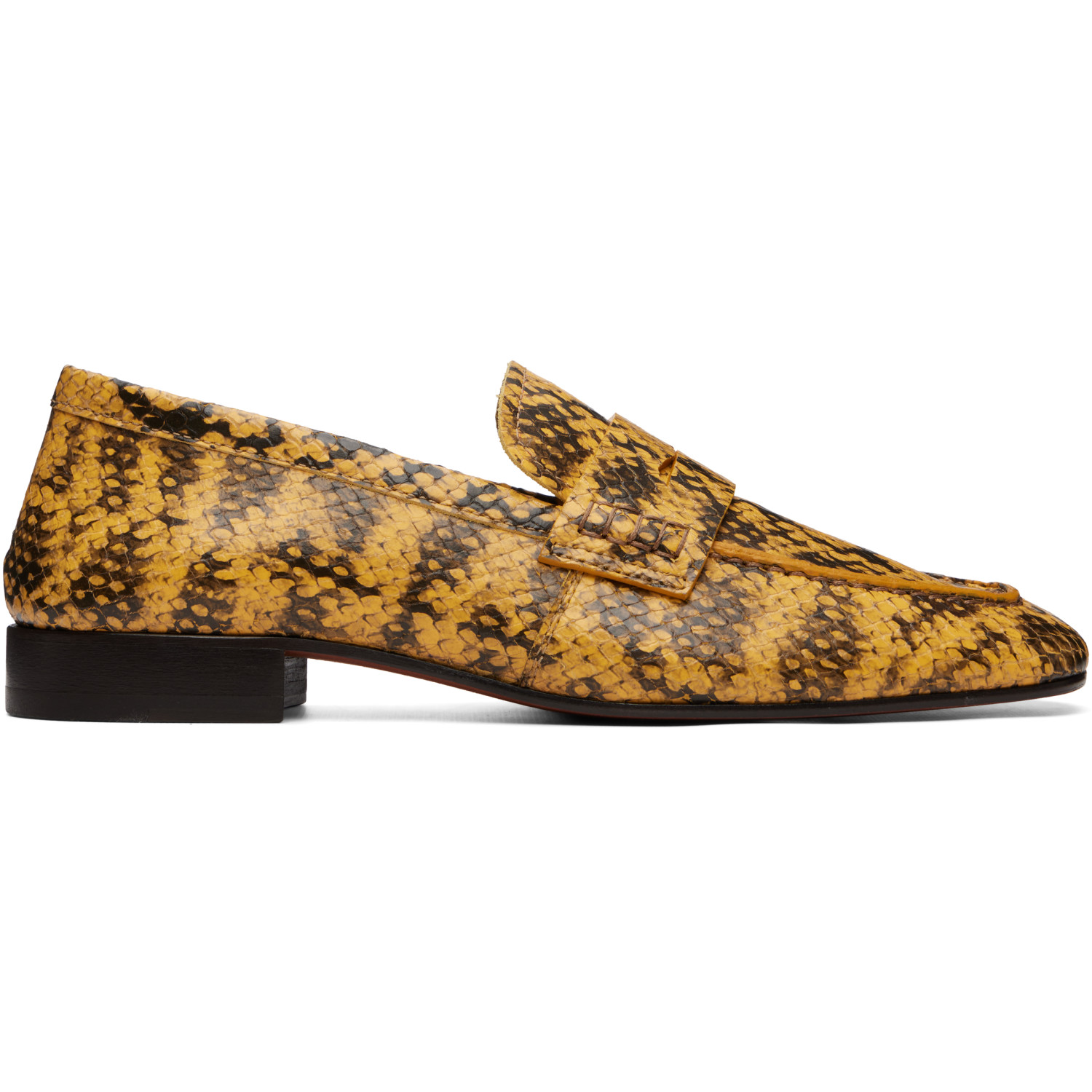 Dries Van Noten Yellow Leather Penny Loafers