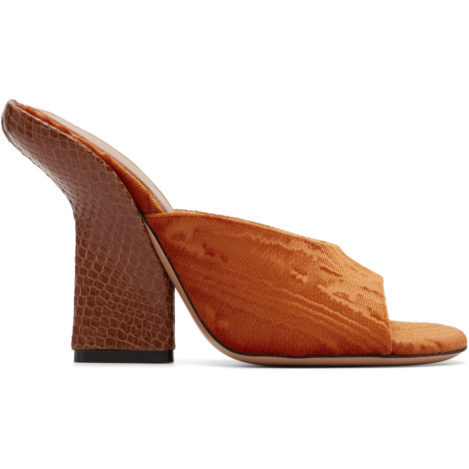 Dries Van Noten Orange Velvet Heeled Sandals