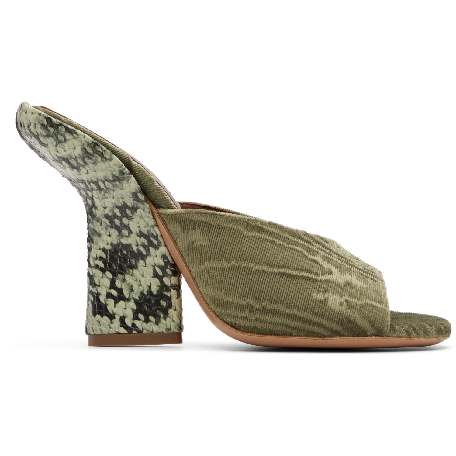Dries Van Noten Green Velvet Heeled Sandals