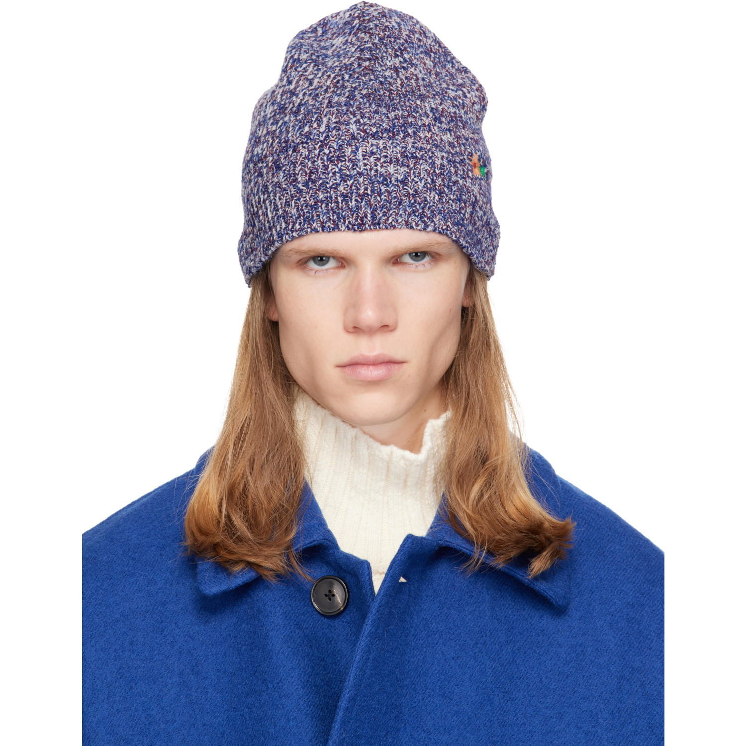 Dries Van Noten Navy Floral Beanie
