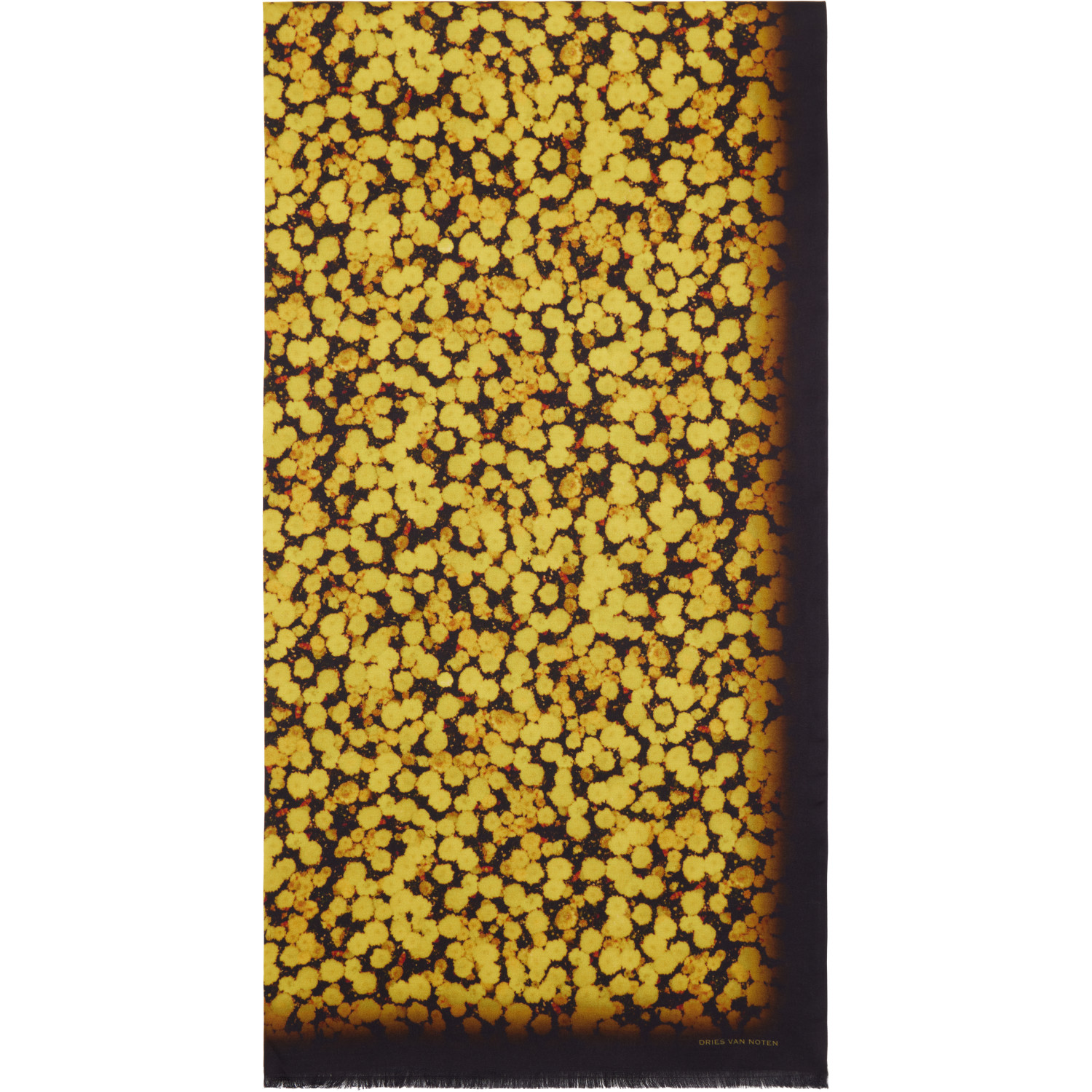 Dries Van Noten Black & Yellow Printed Satin Scarf