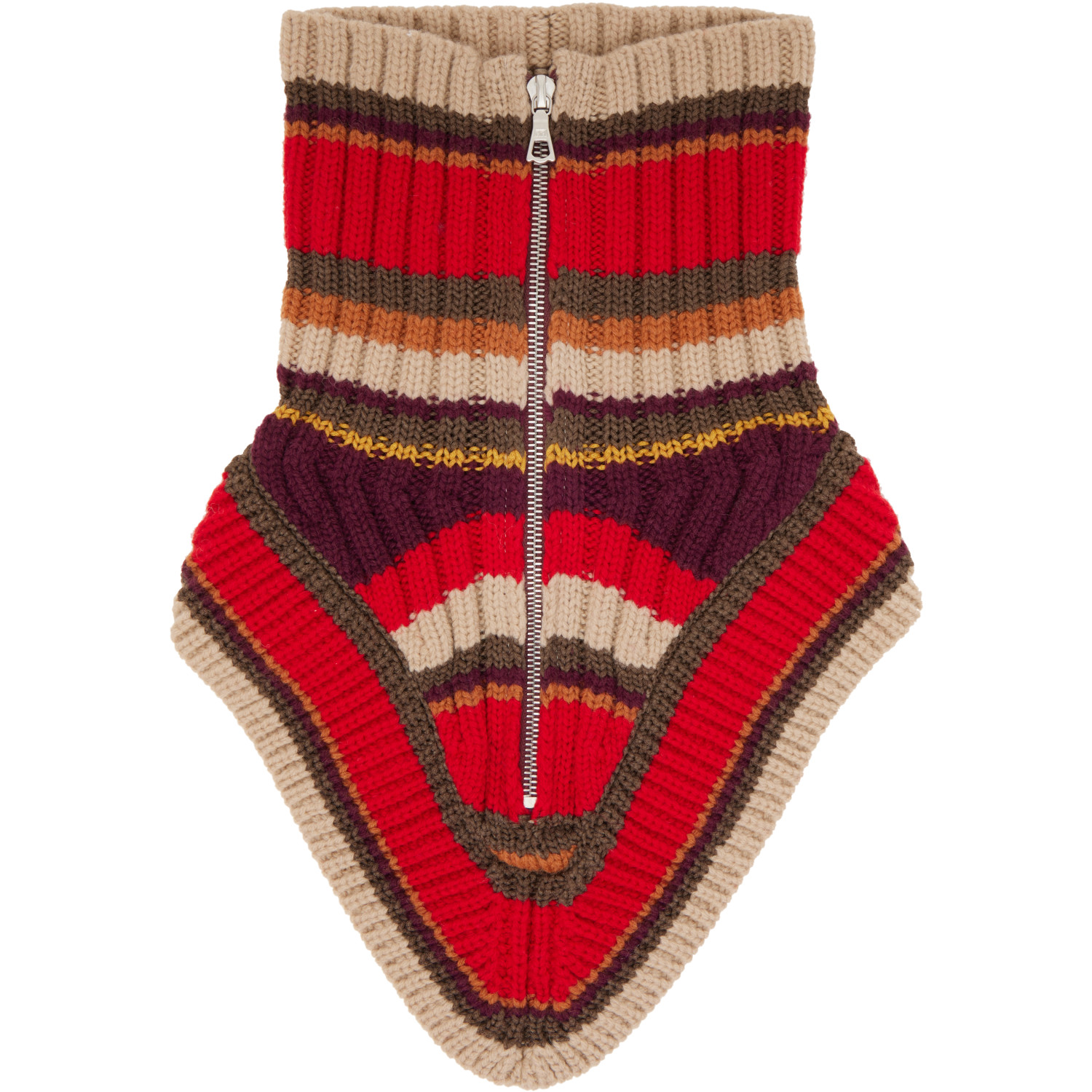 Dries Van Noten Red Wool Zip Collar Scarf