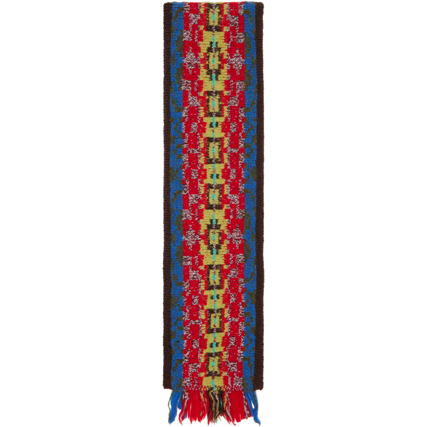 Dries Van Noten Brown Jacquard Wool Scarf