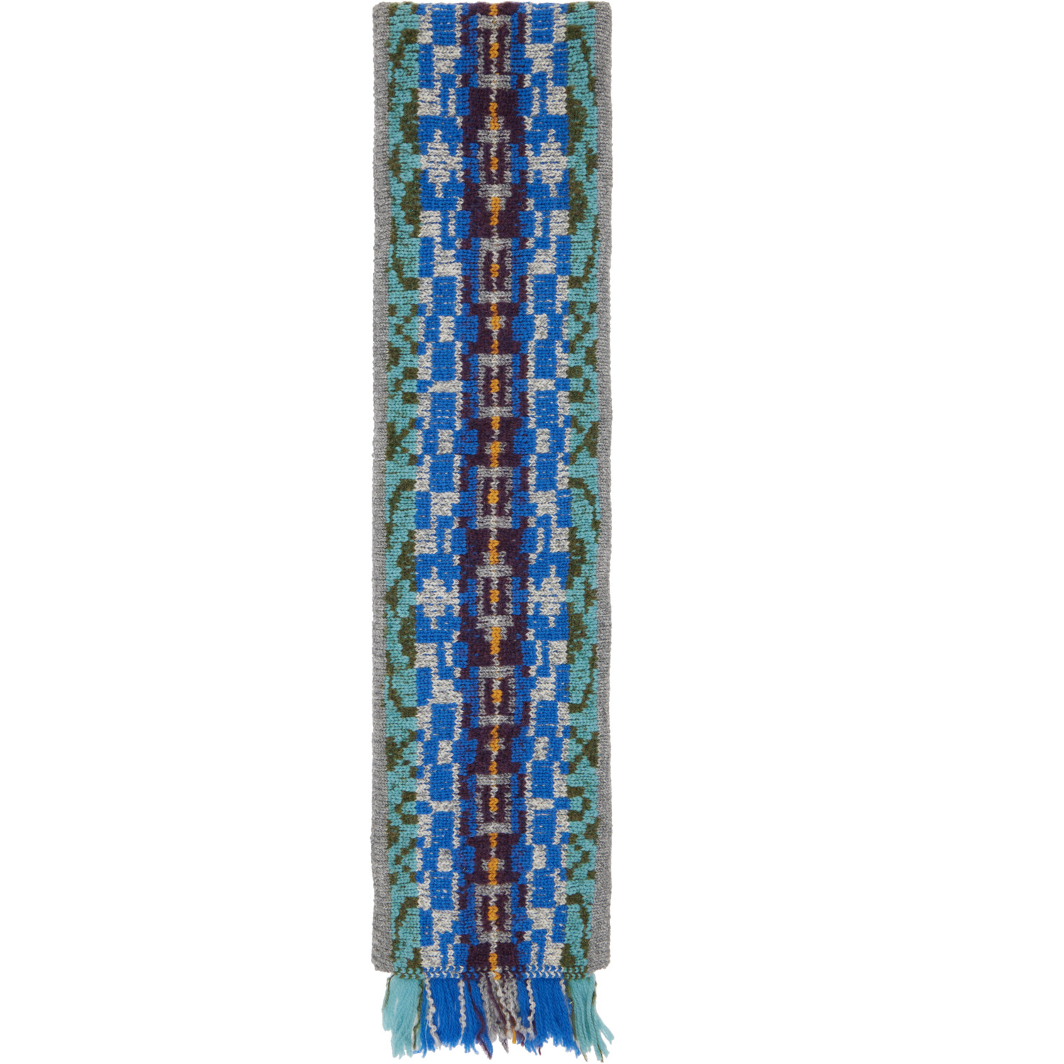 Dries Van Noten Gray Jacquard Wool Scarf