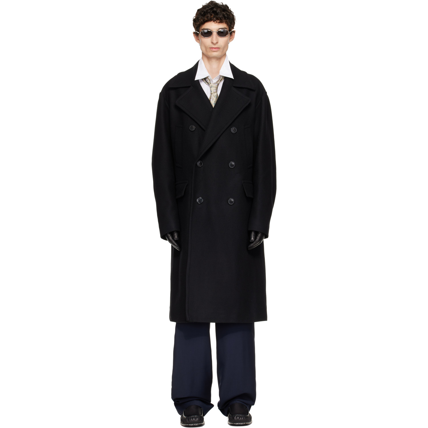 Dries Van Noten Black Wool Caban Coat
