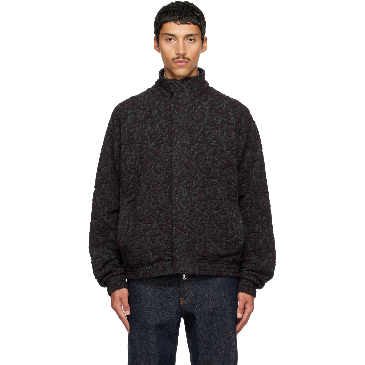 Dries Van Noten Purple & Green Jacquard Jacket