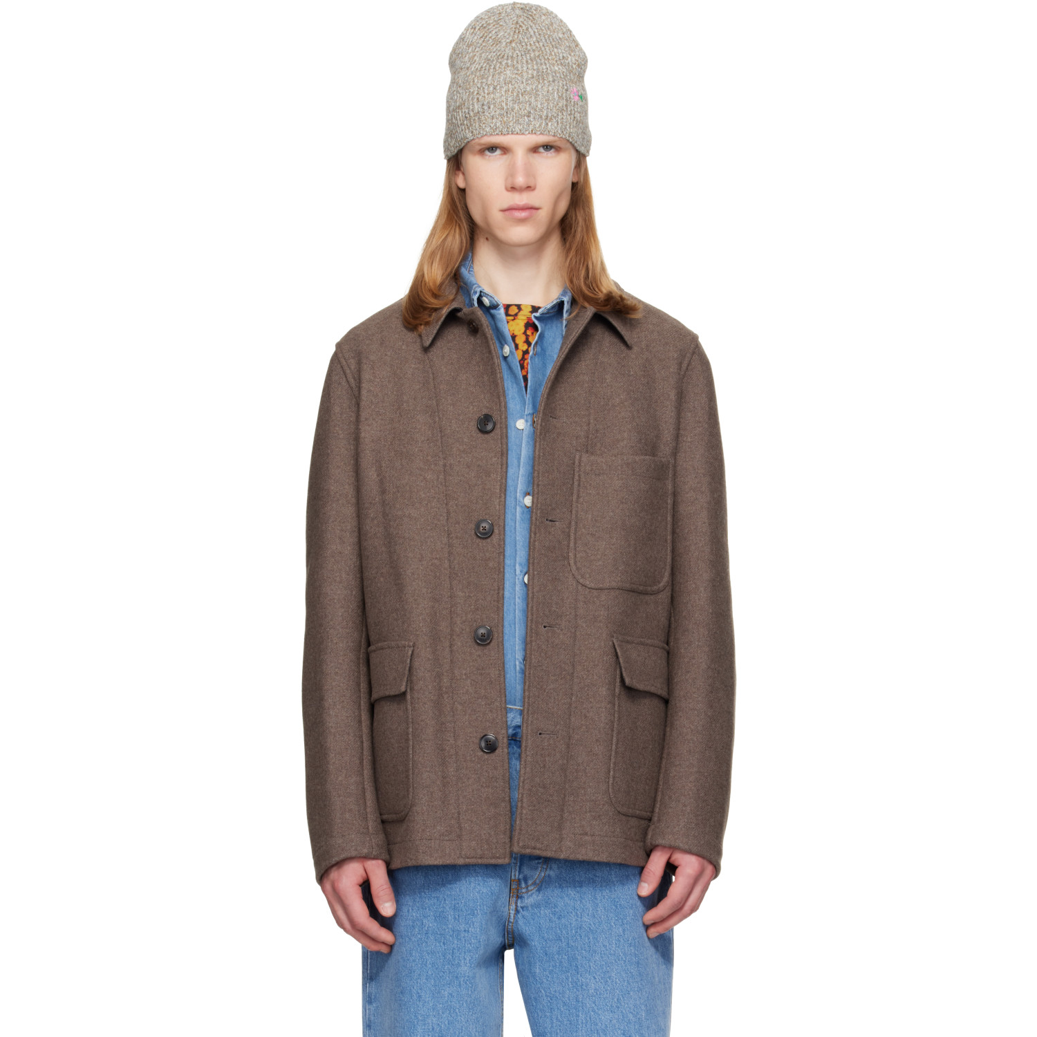Dries Van Noten Taupe Wool Melton Jacket