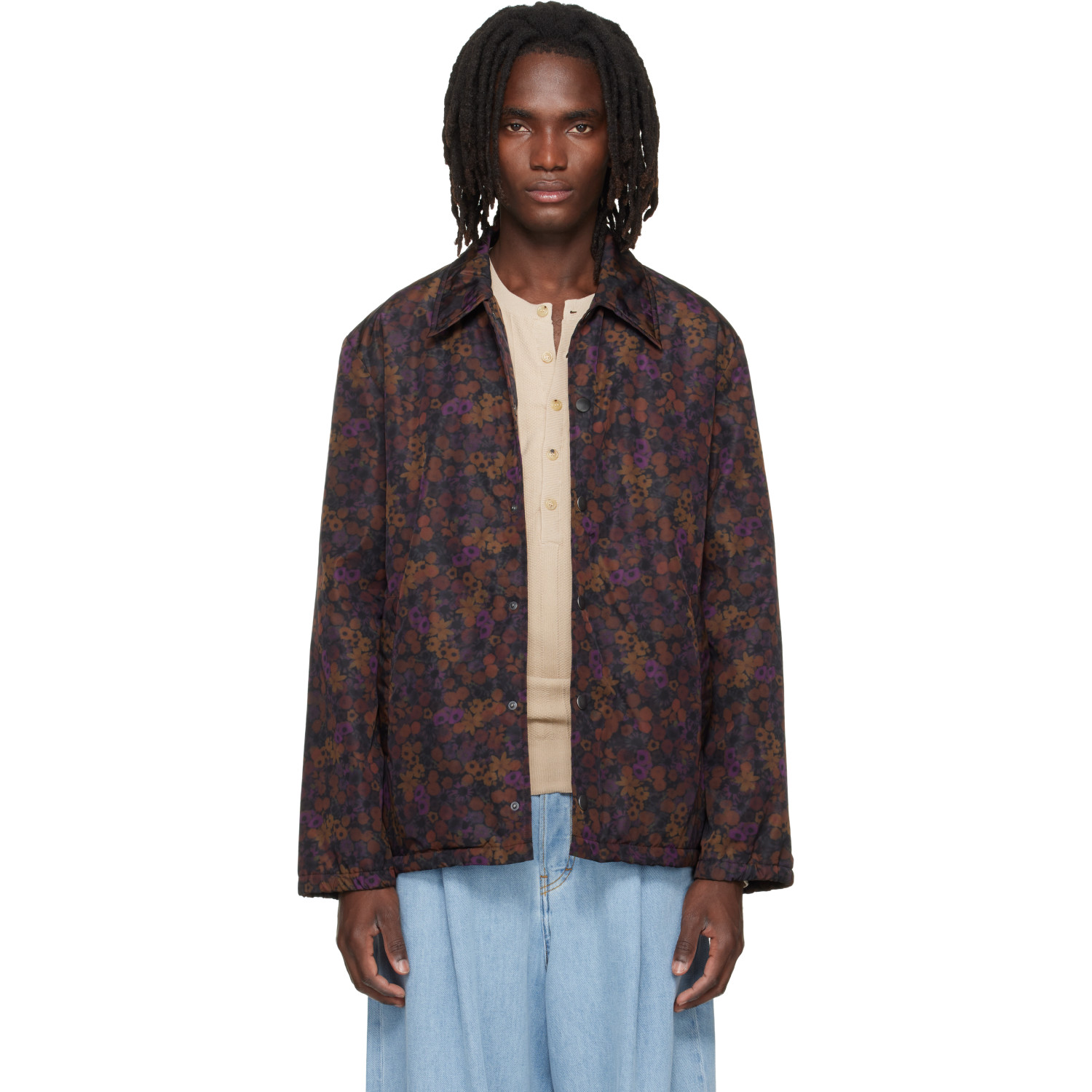 Dries Van Noten Brown & Purple Floral Jacket