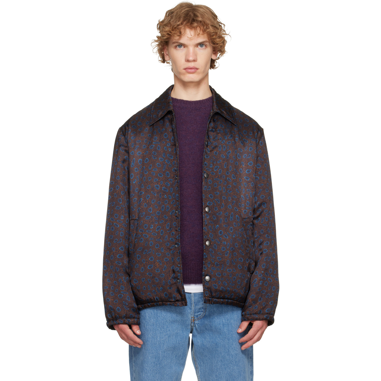 Dries Van Noten Brown & Blue Printed Jacket