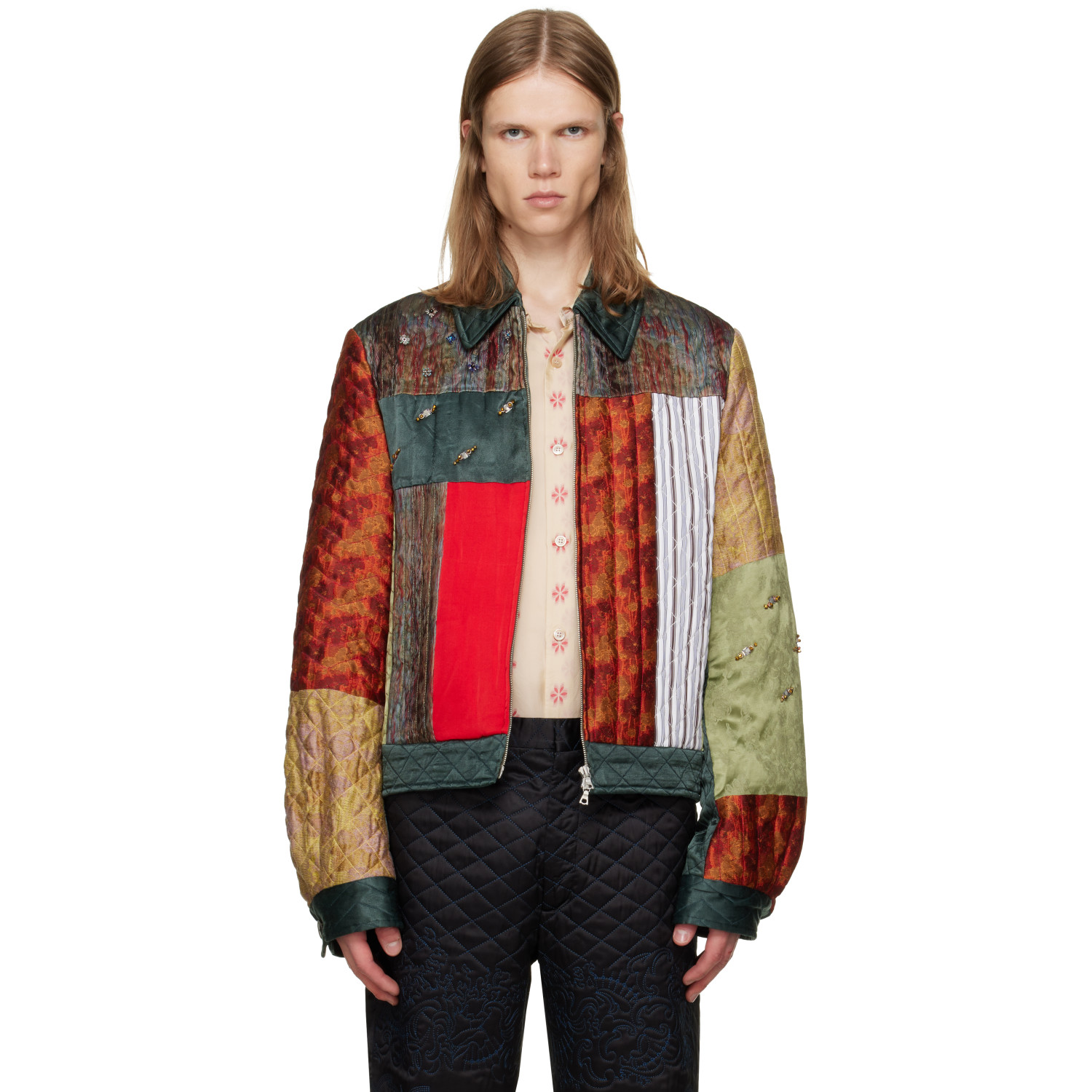 Dries Van Noten Multicolor Paneled Silk Jacket