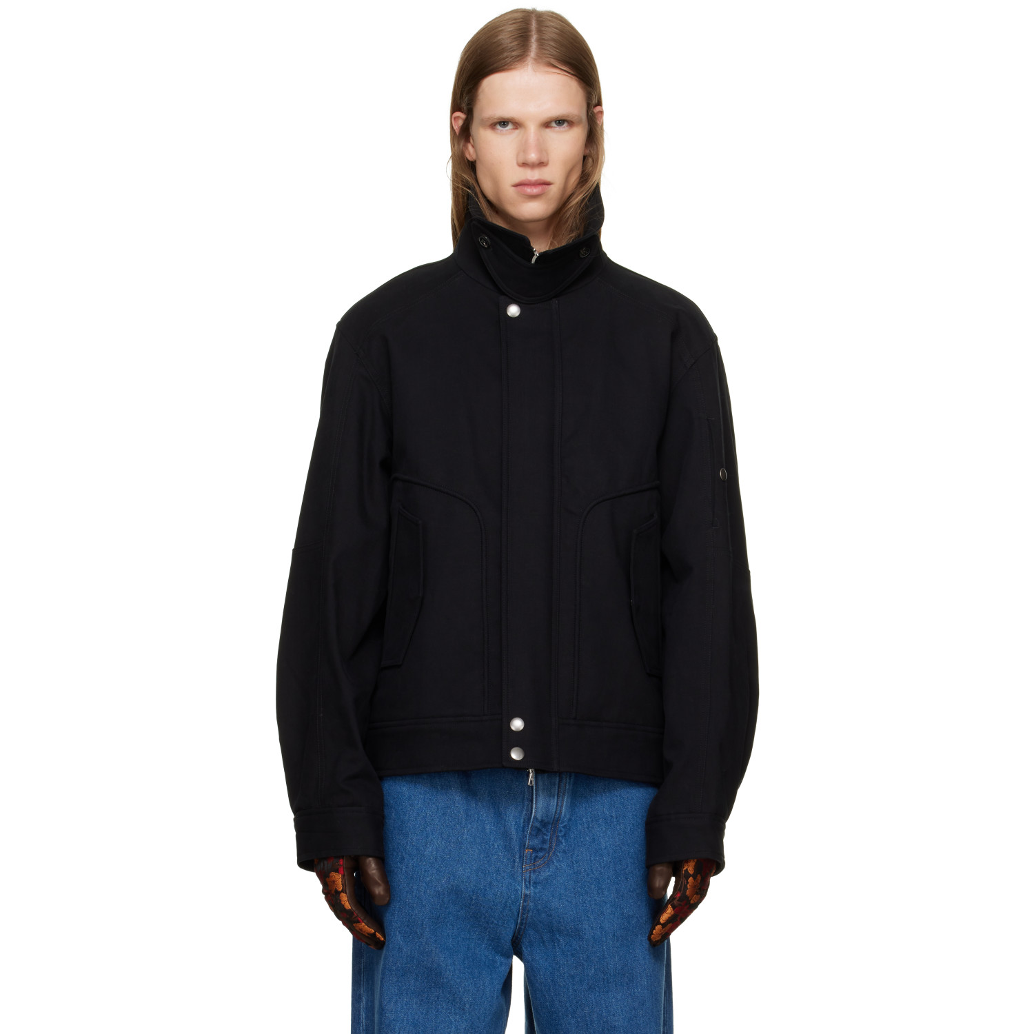 Dries Van Noten Black Stand Collar Jacket