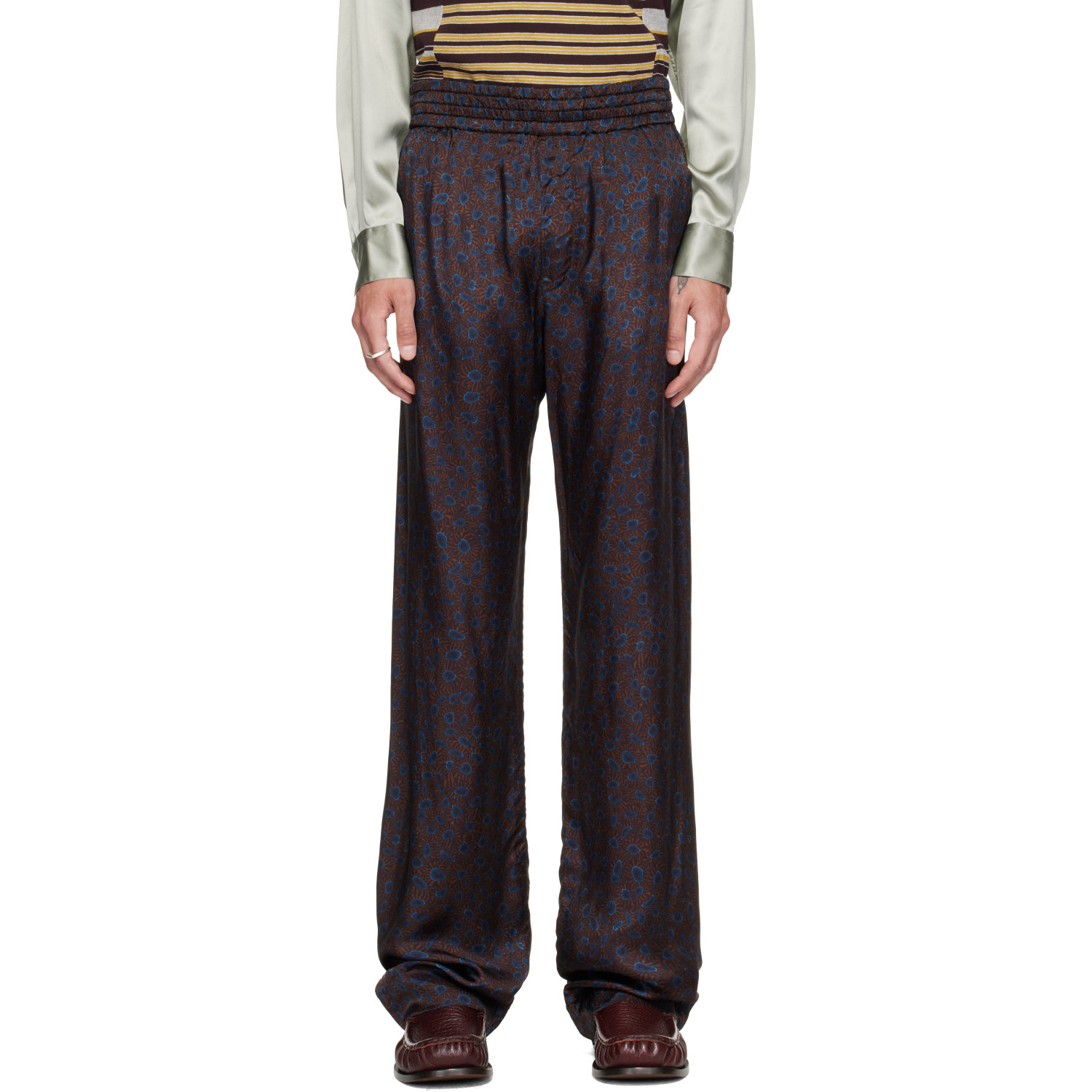 Dries Van Noten Brown Viscose Twill Trousers