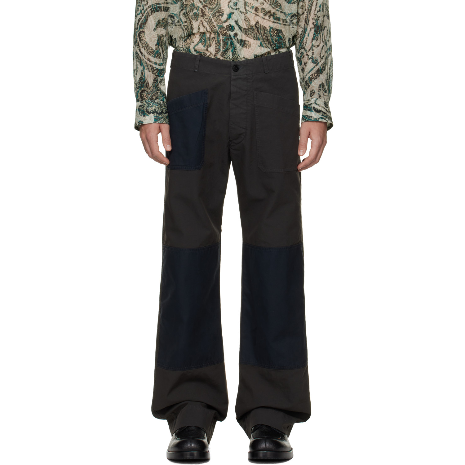 Dries Van Noten Gray Patch Trousers
