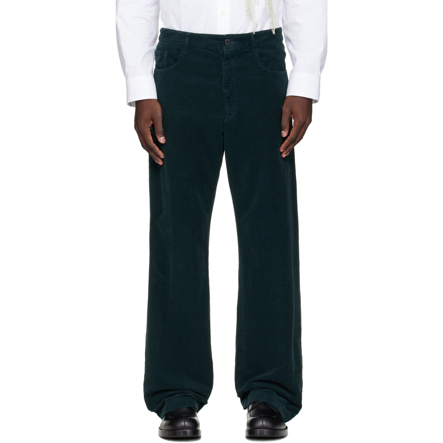 Dries Van Noten Green Loose Overdyed Trousers