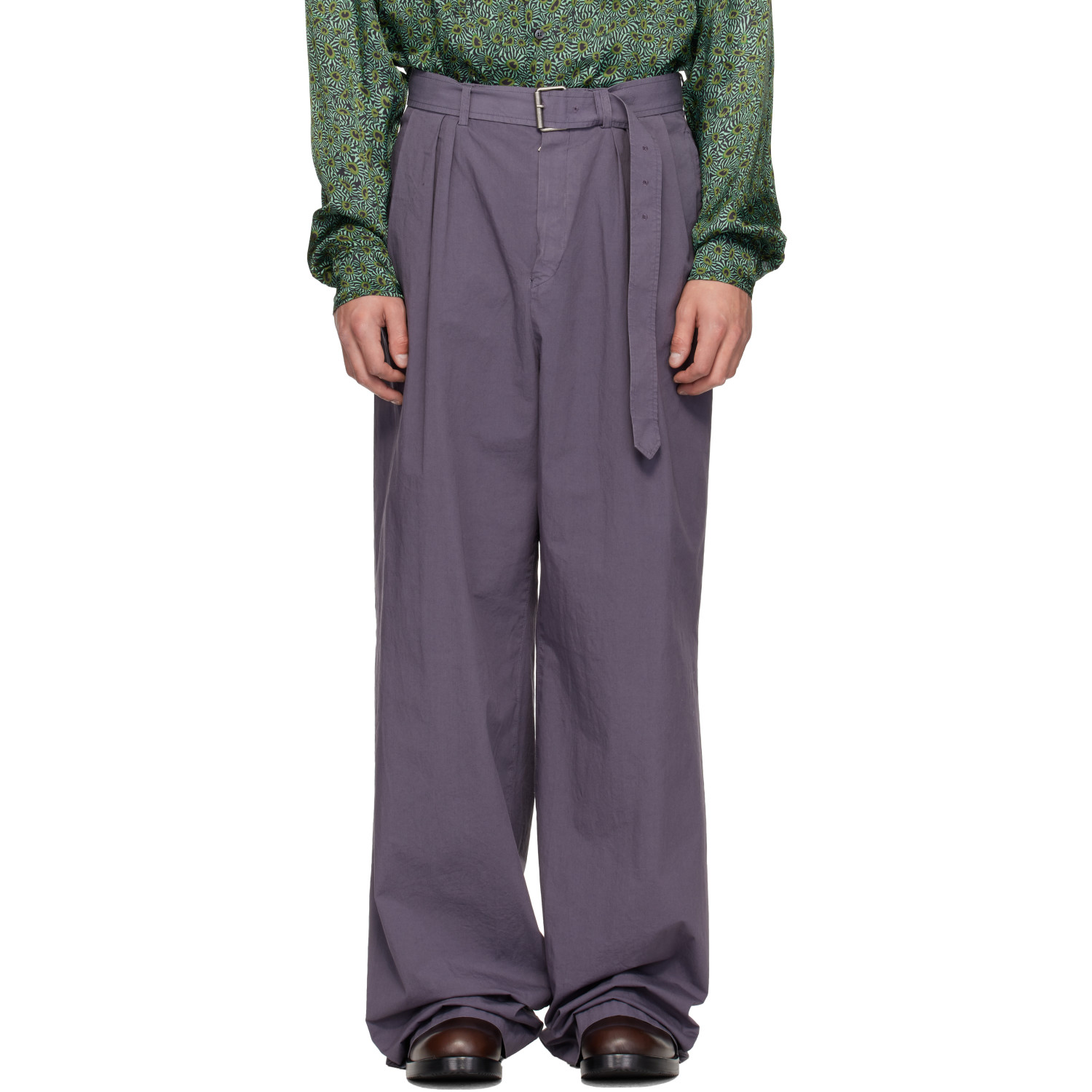 Dries Van Noten Purple Poplin Trousers