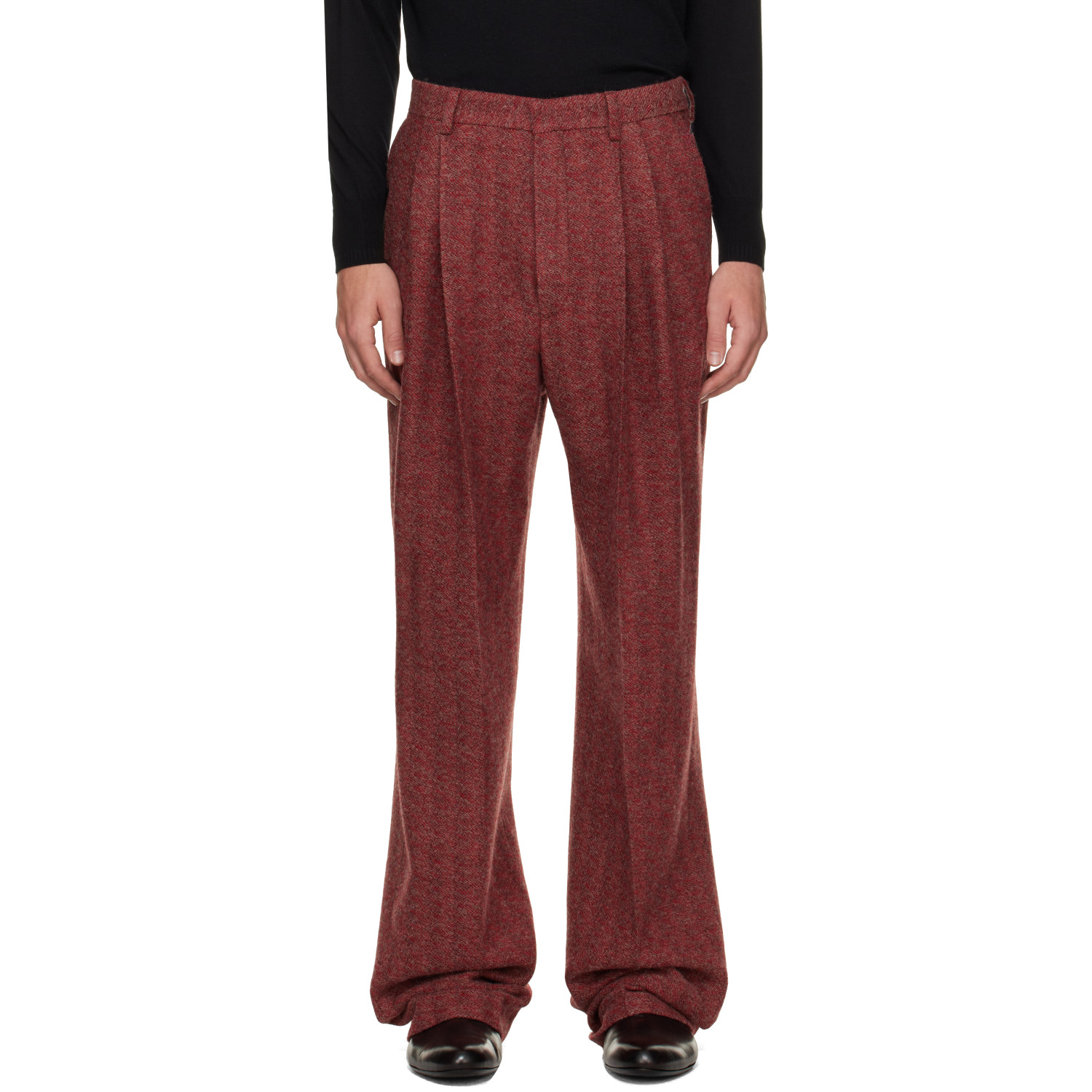 Dries Van Noten Red Straight-Leg Wool Trousers