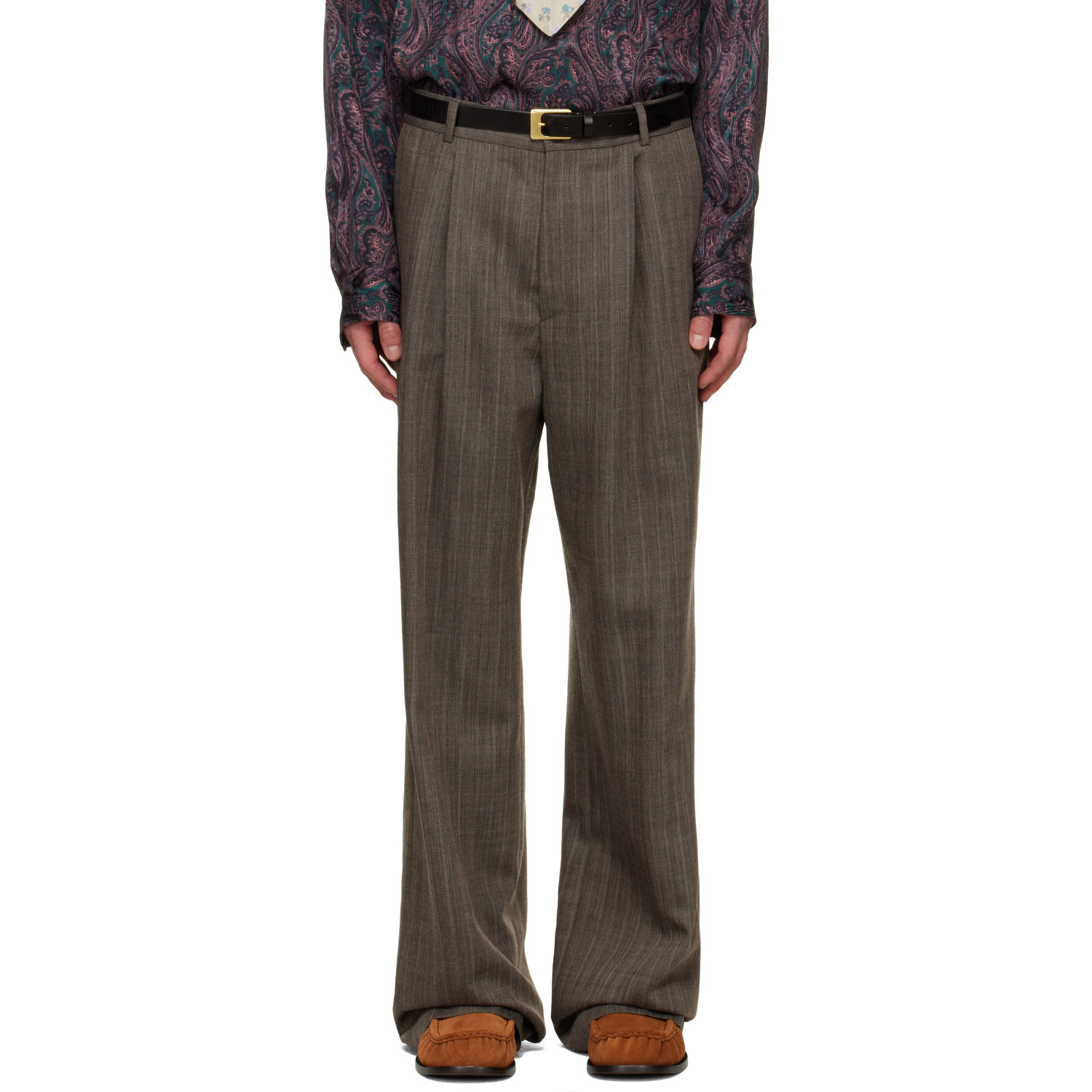Dries Van Noten Gray Pleated Trousers