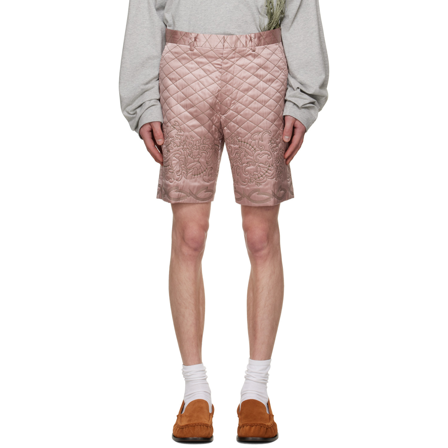 Dries Van Noten Pink Quilted Shorts