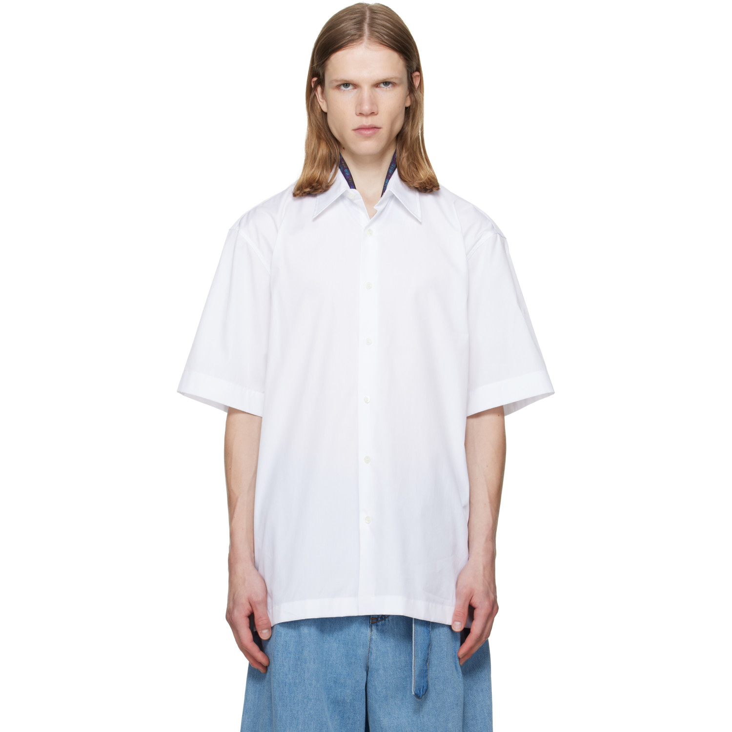 Dries Van Noten White Short Sleeve Cotton Shirt