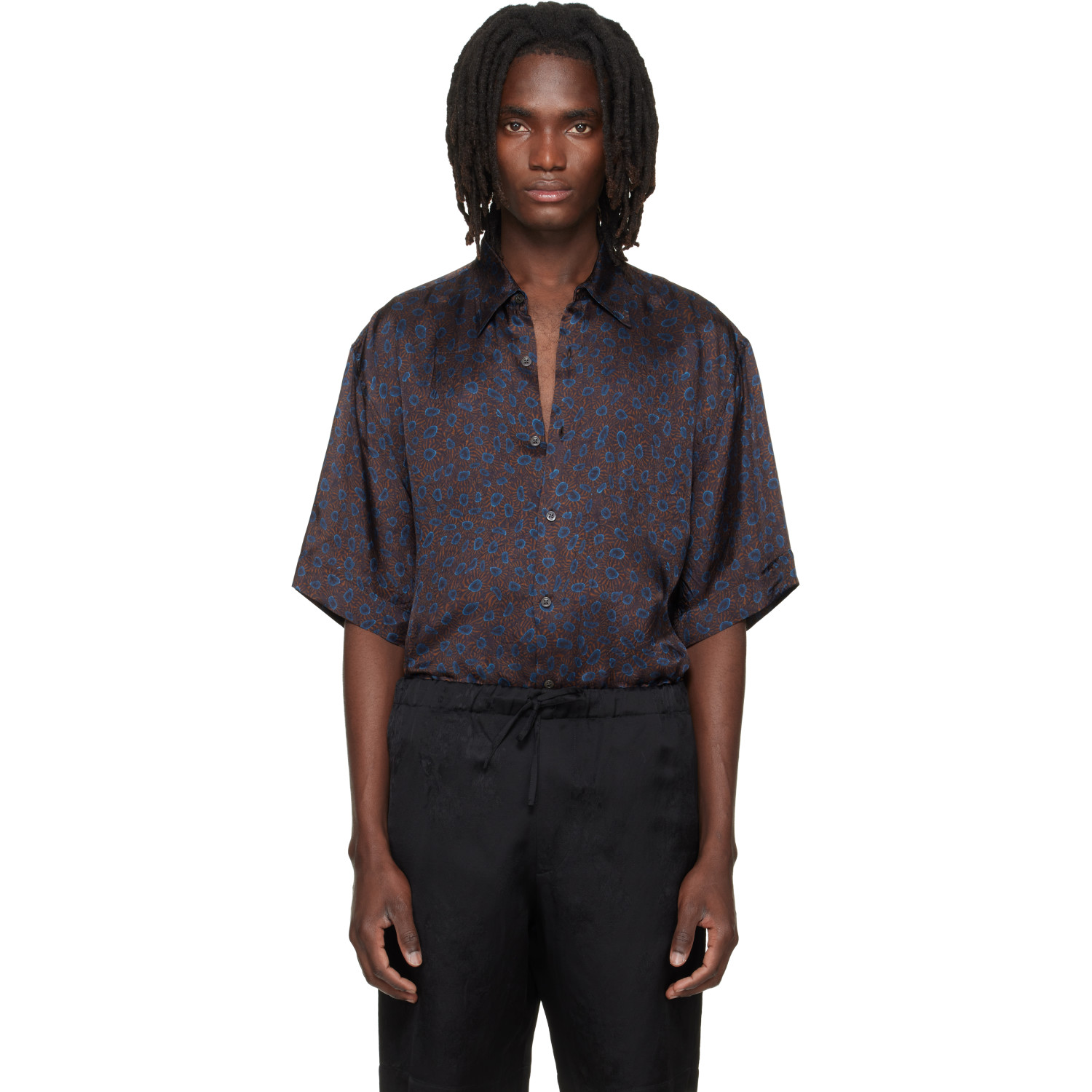 Dries Van Noten Brown & Blue Button-Down Shirt