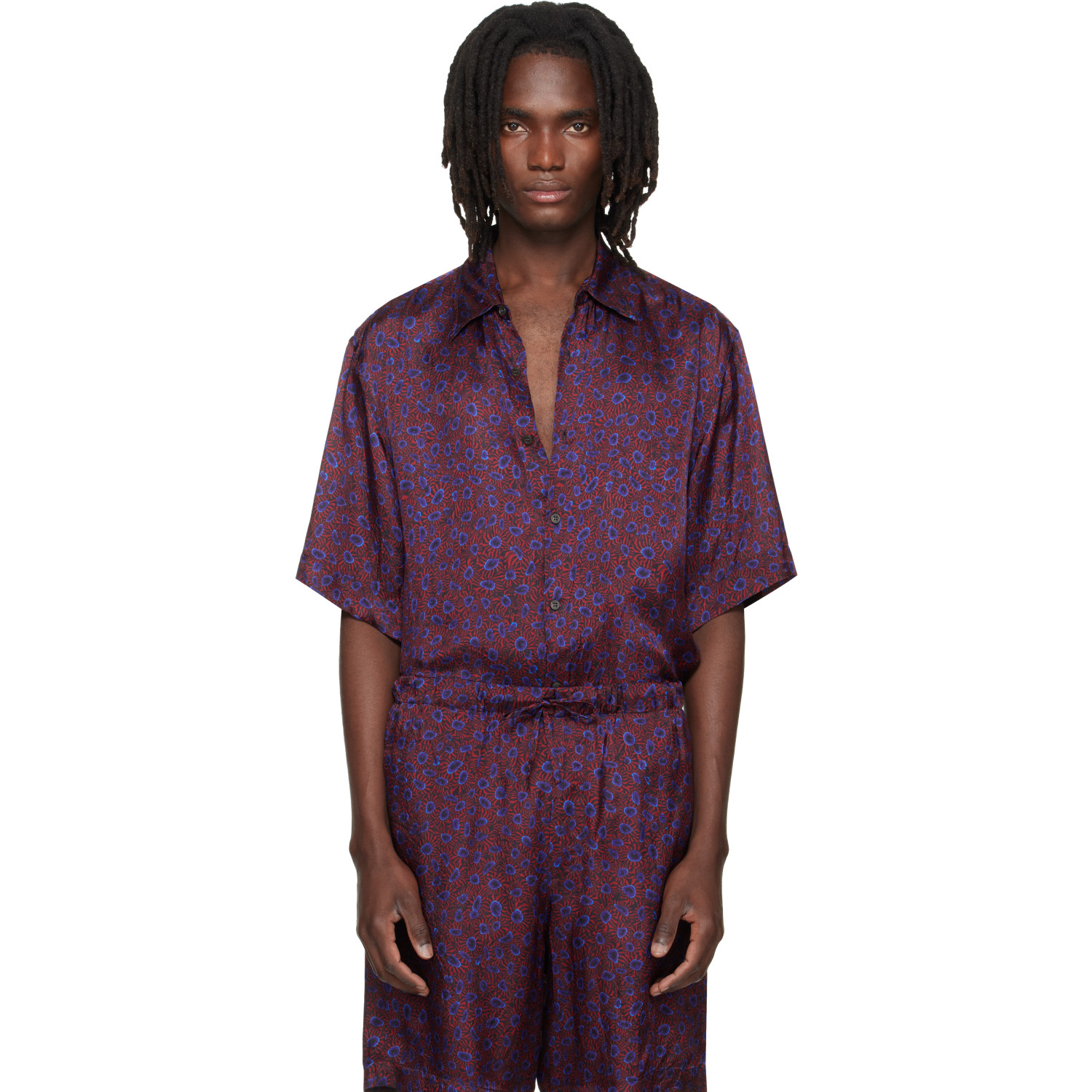 Dries Van Noten Red & Purple Button-Down Shirt