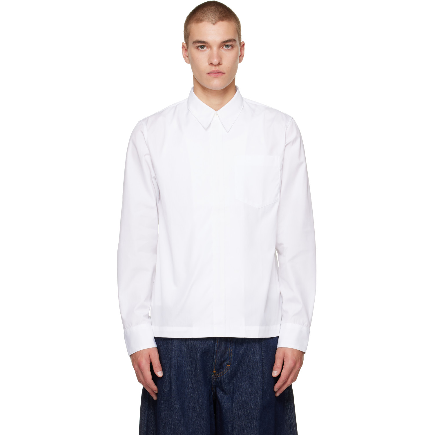 Dries Van Noten White Cotton Zip Shirt