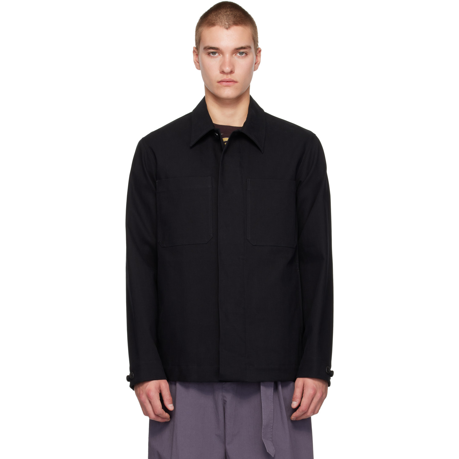 Dries Van Noten Black Cotton Canvas Overshirt