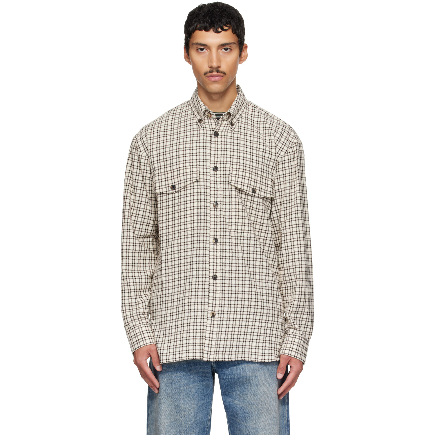 Dries Van Noten Off-White Loose Flannel Shirt