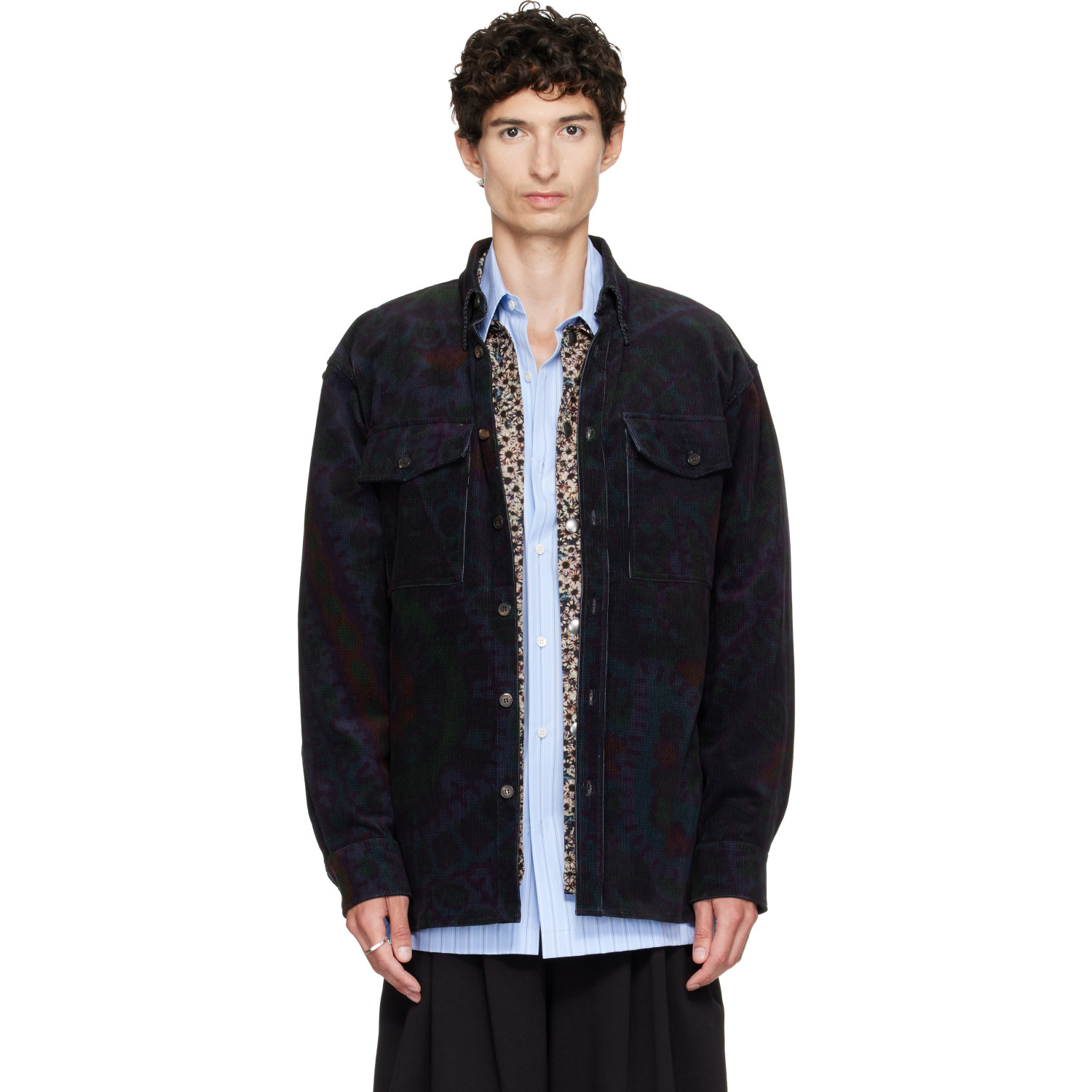 Dries Van Noten Purple Cotton Corduroy Shirt