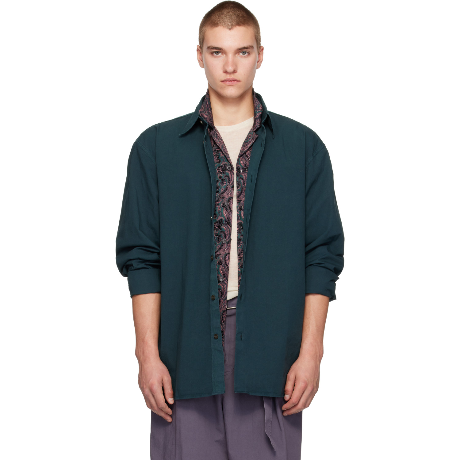 Dries Van Noten Green Poplin Shirt