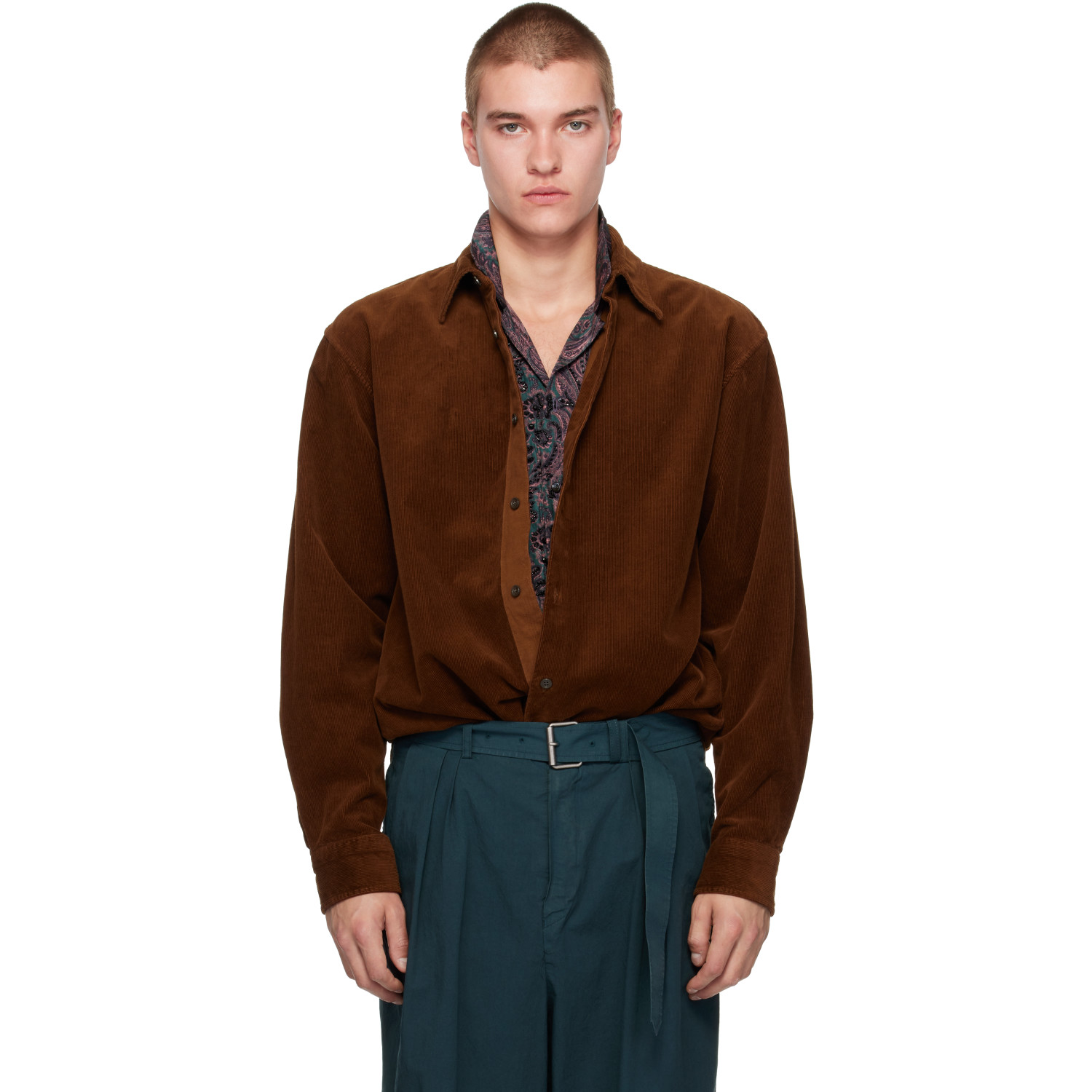 Dries Van Noten Brown Corduroy Shirt
