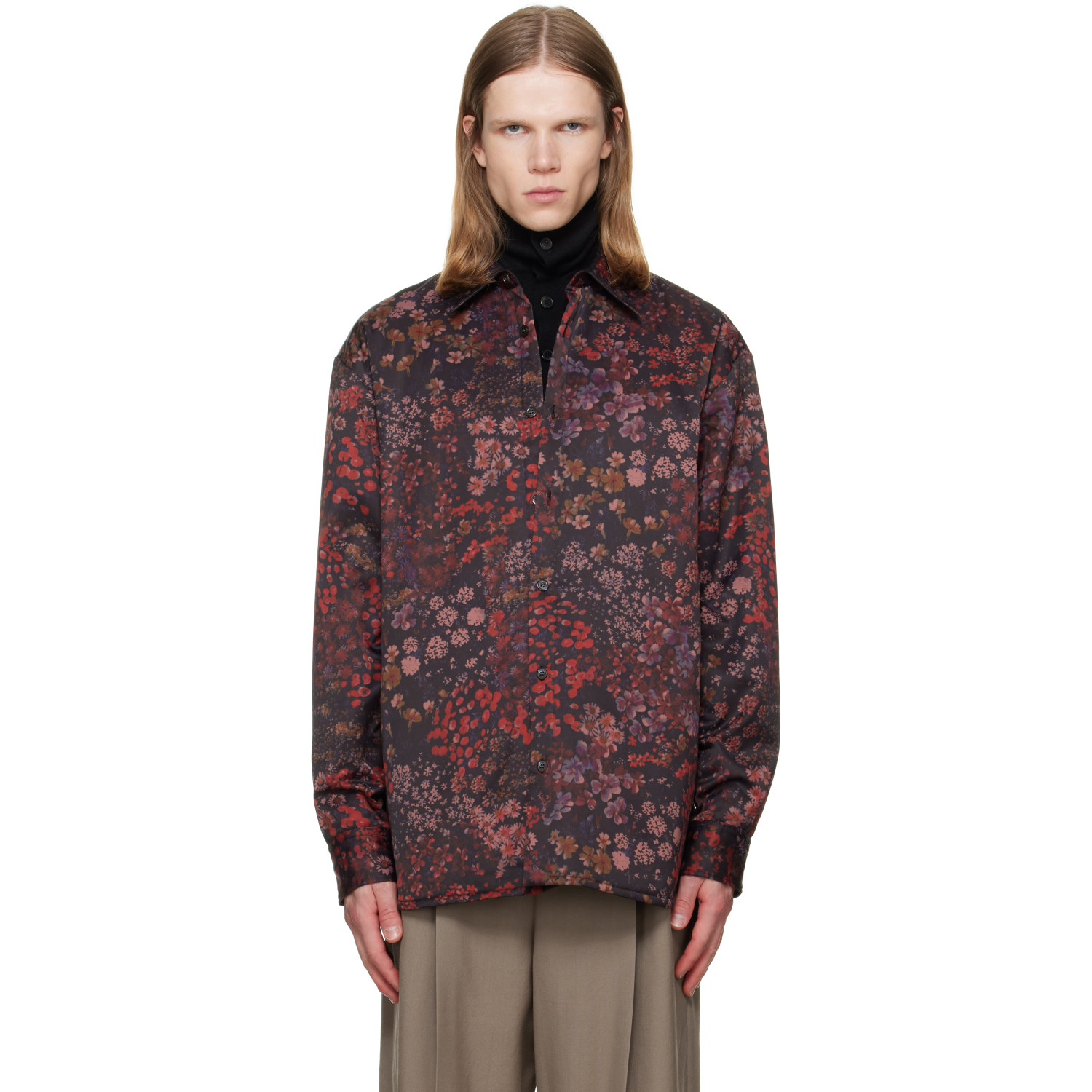 Dries Van Noten Purple Padded Floral Overshirt