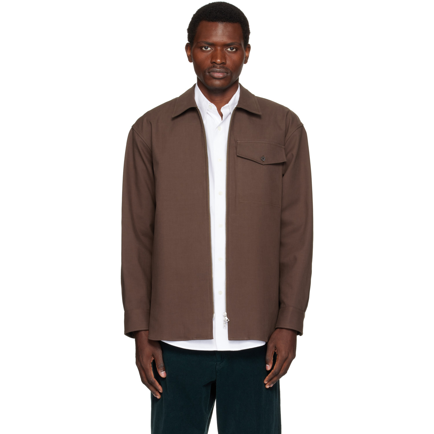 Dries Van Noten Brown Zip Shirt