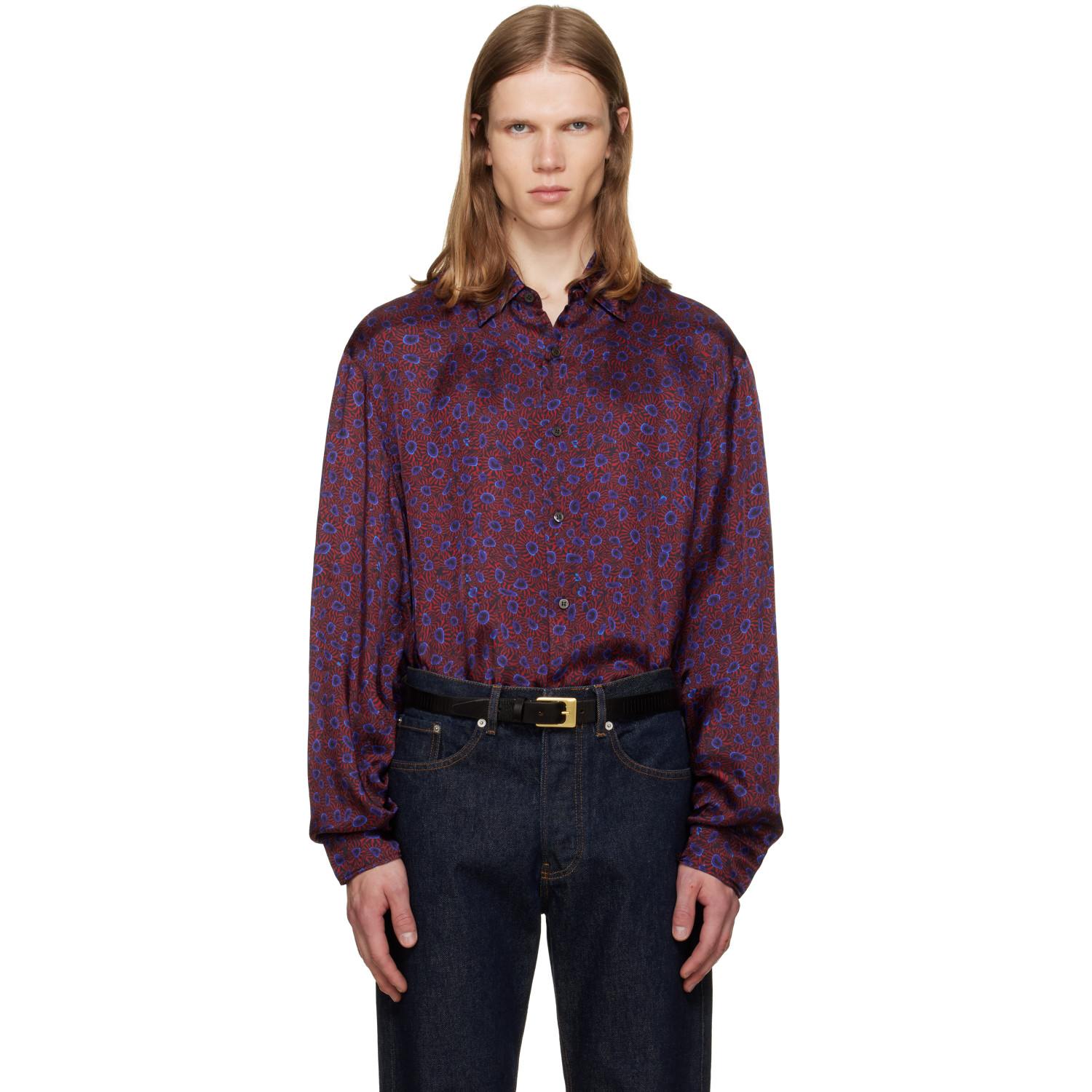 Dries Van Noten Red & Purple Floral Shirt