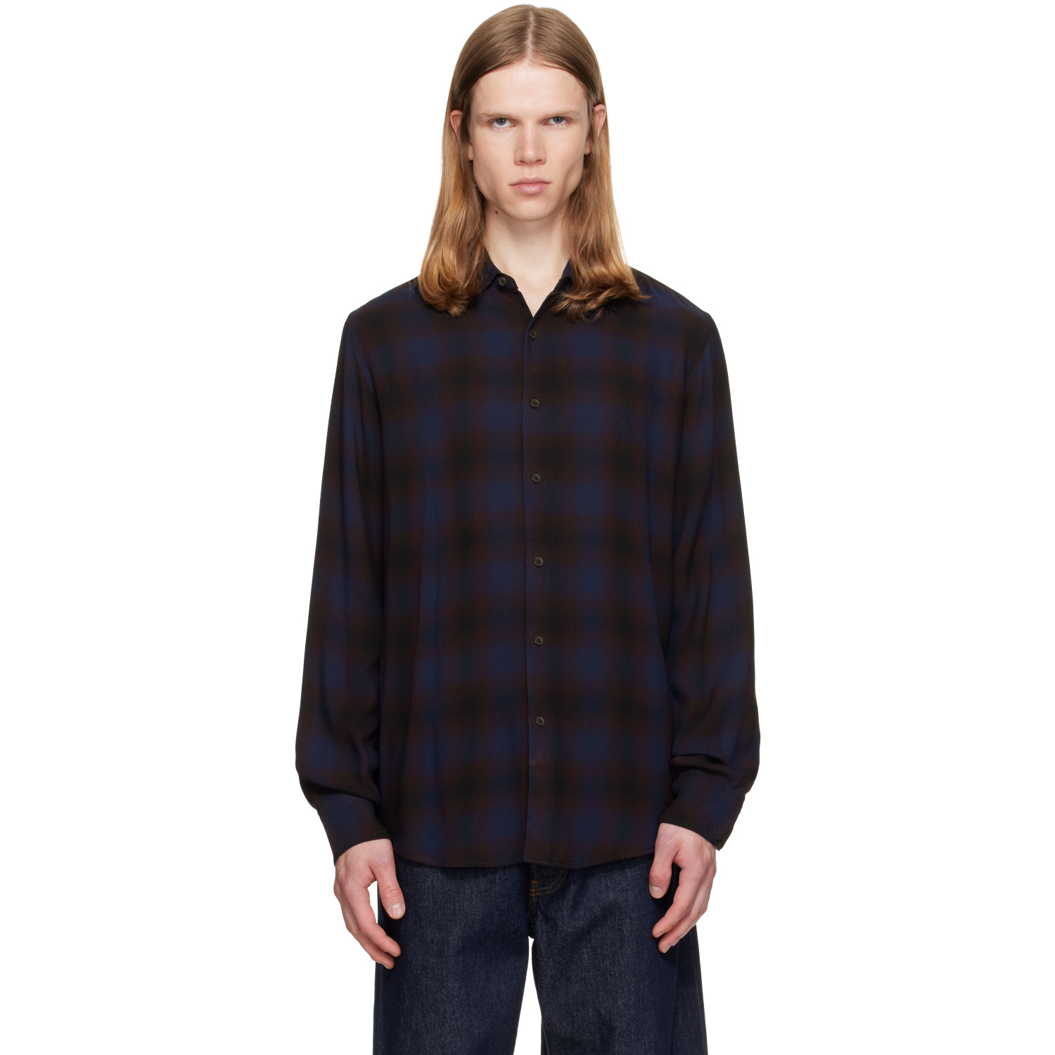 Dries Van Noten Blue & Brown Classic Viscose Shirt