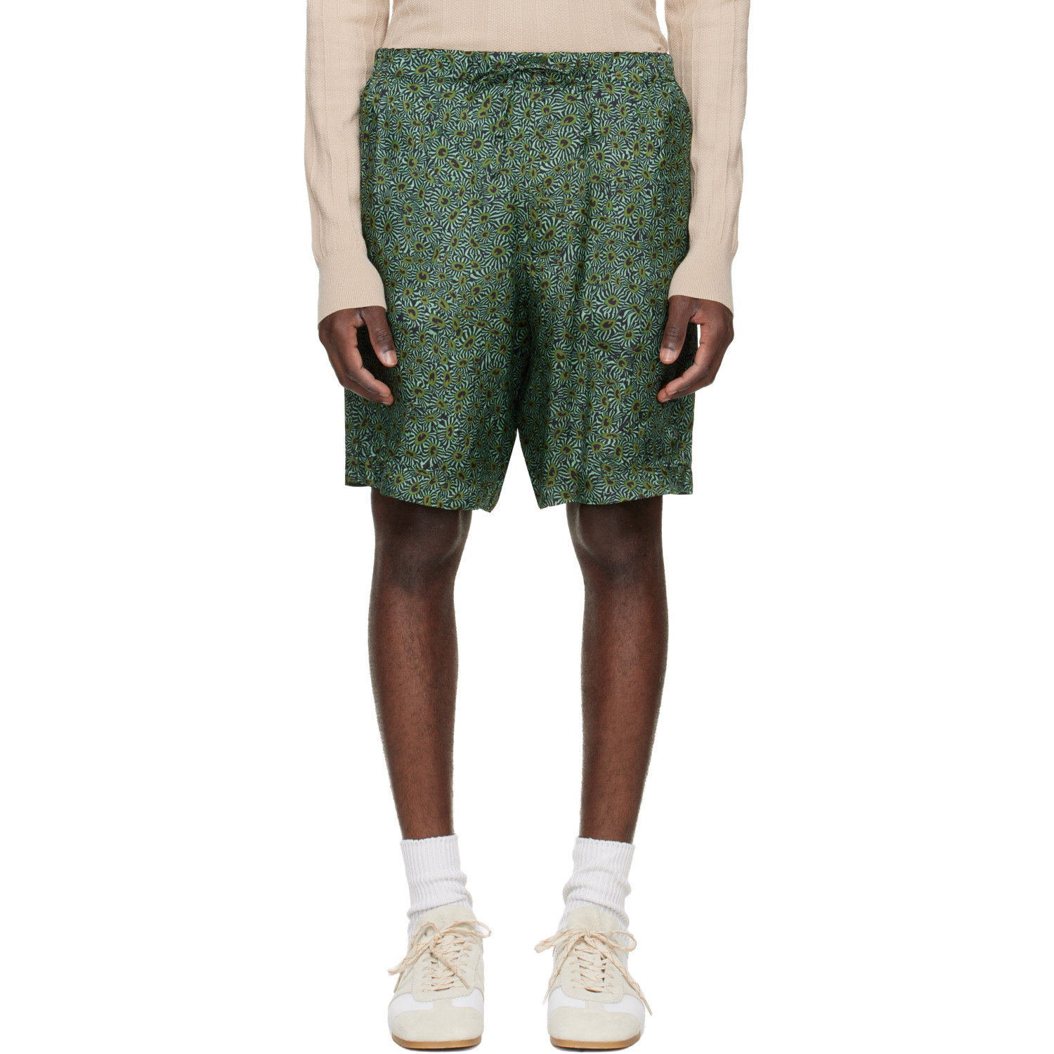Dries Van Noten Green Viscose Shorts
