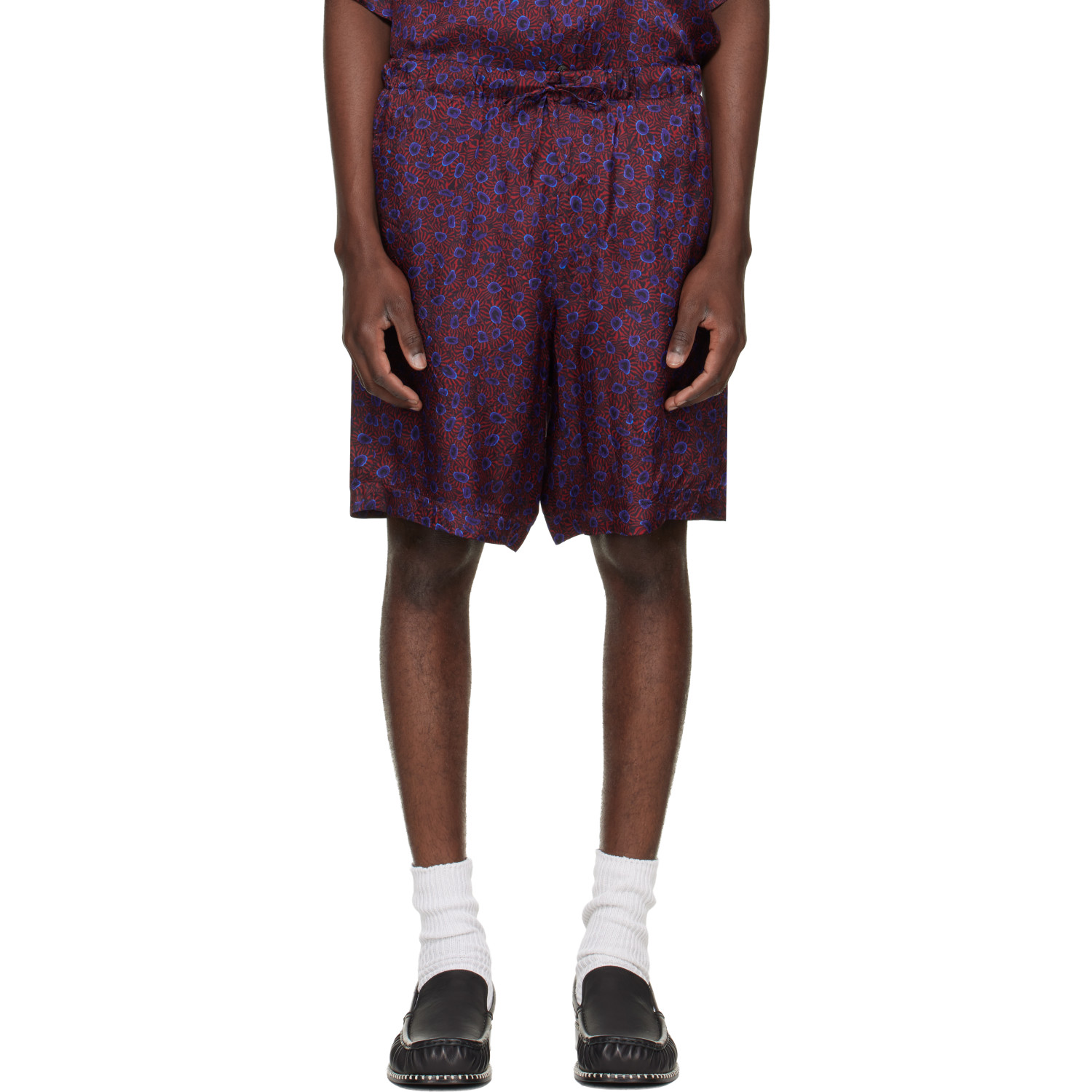 Dries Van Noten Red & Purple Viscose Shorts