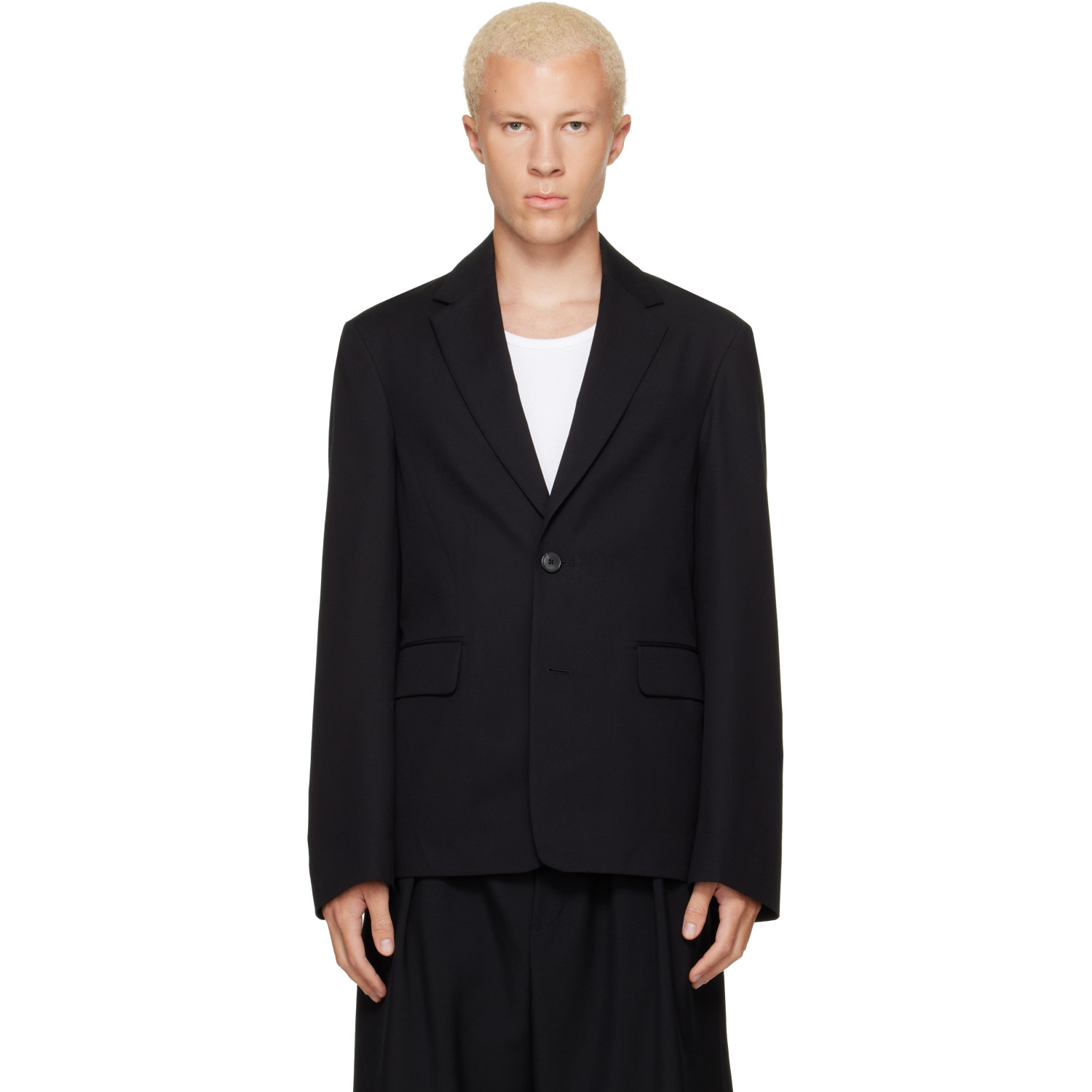 Dries Van Noten Black Cotton & Wool Twill Blazer