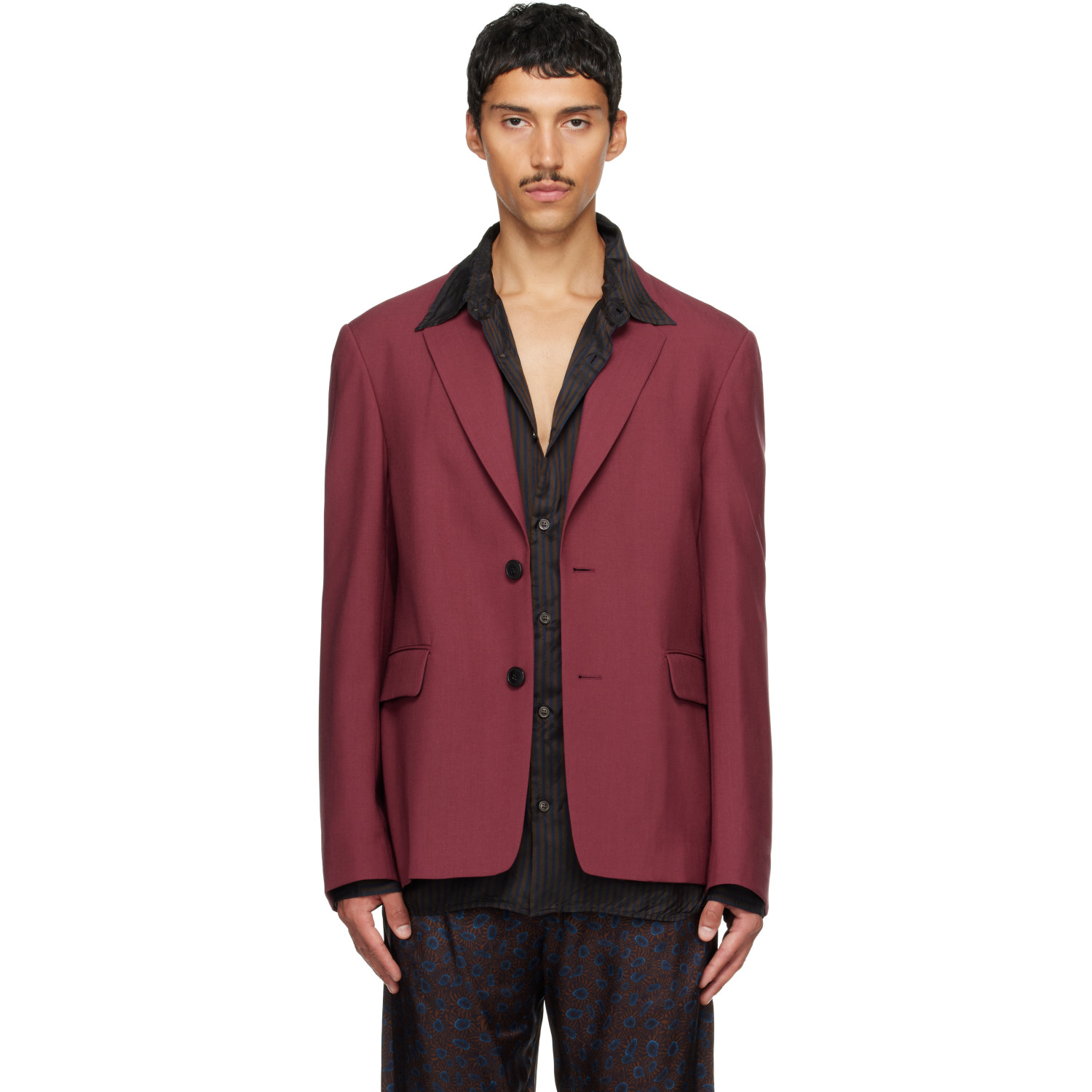 Dries Van Noten Burgundy Wool Blazer