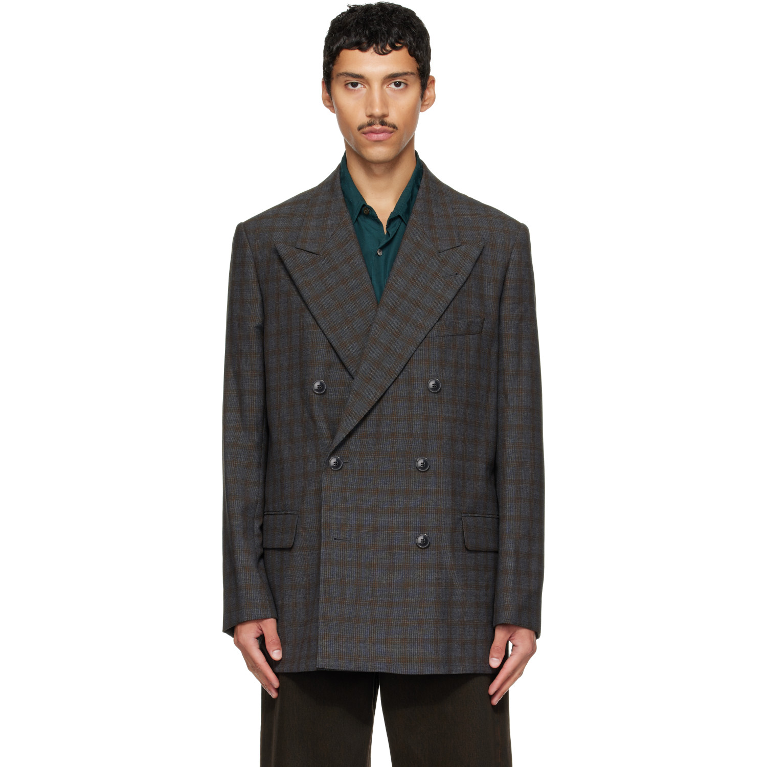 Dries Van Noten Brown Oversized Wool Blazer