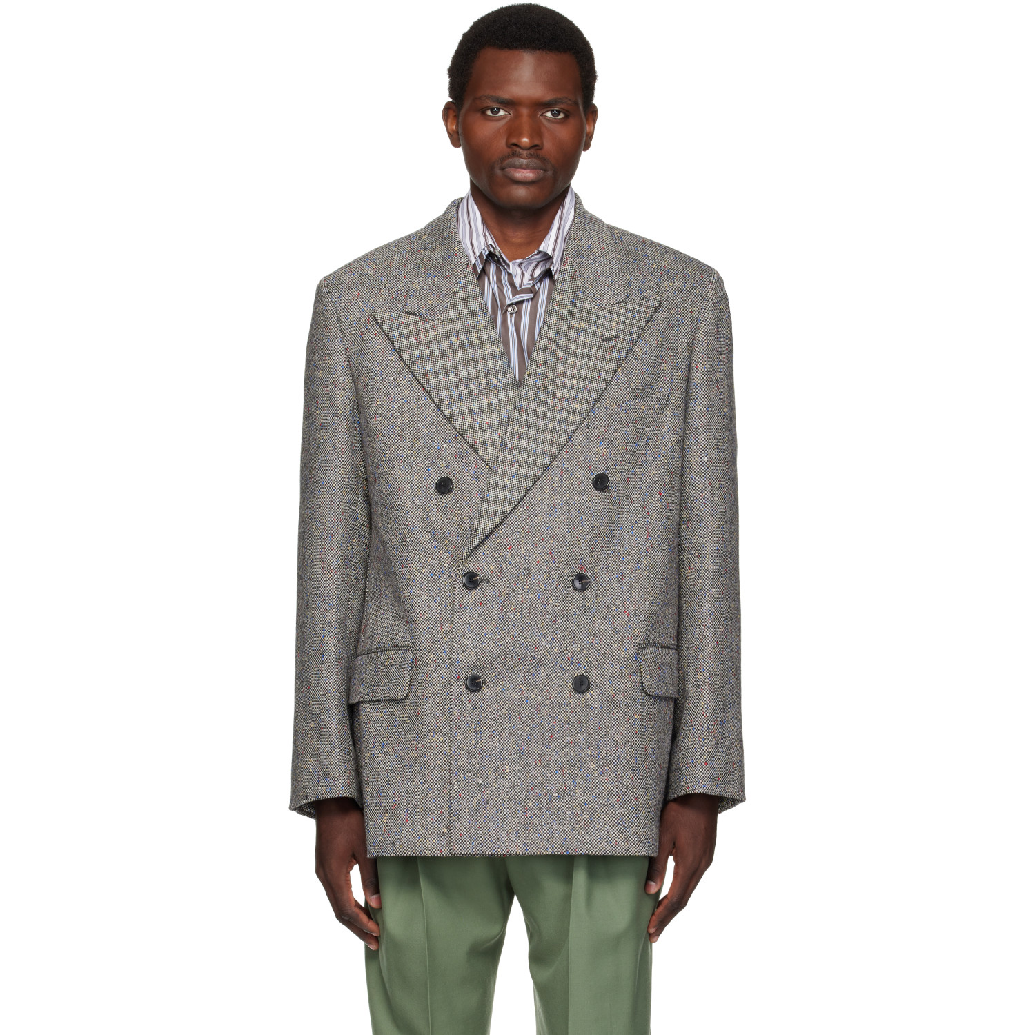 Dries Van Noten Black & White Wool Blazer