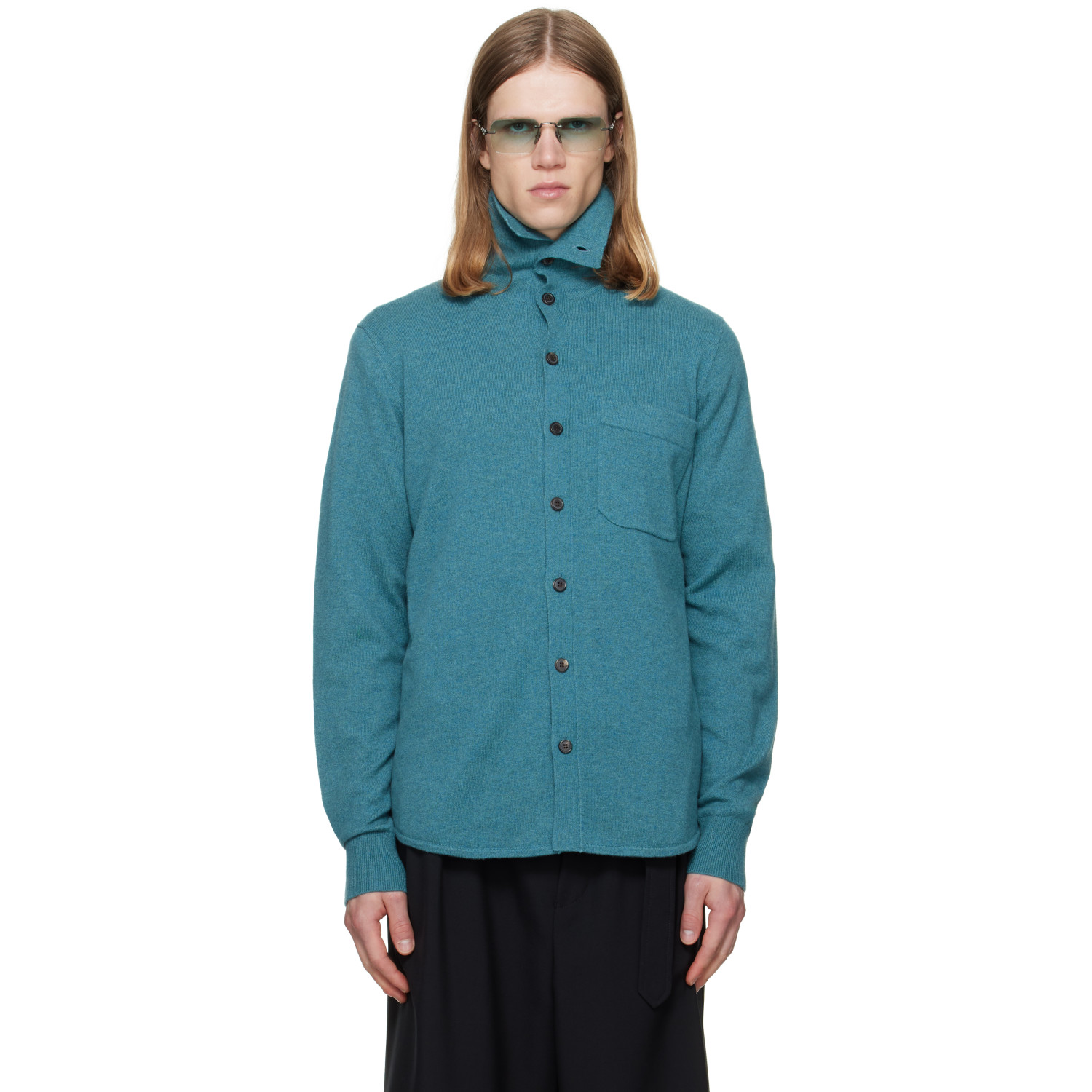 Dries Van Noten Blue Collar Cashmere Cardigan
